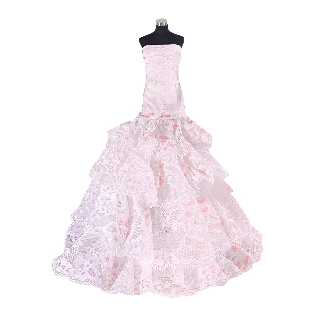 Peregrine Pink & White Multitextured Lace Strapless Gown for 11.5 inches Dolls