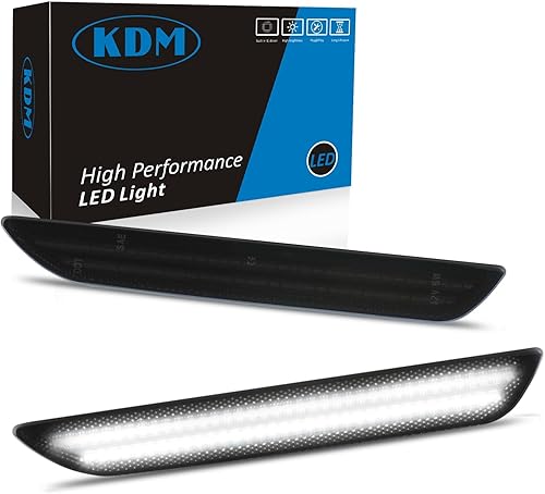 KDM Reflectores LED de marcador lateral para guardabarros, luces de doble fila, compatible con Ford Mustang 2015-2022, ensamblaje de lámpara de