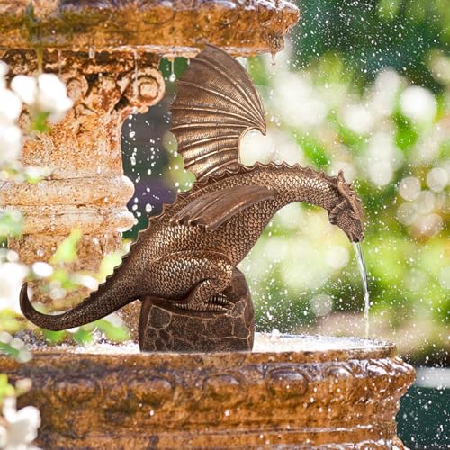 Dragon Water Fountain Outdoor,Dragon Water Fountain Sculpture,Dragon Water Fountain Ornament,Dragon Water Fountain,Resin Dragon Water Fountain Décor for Outdoor Yard Garden