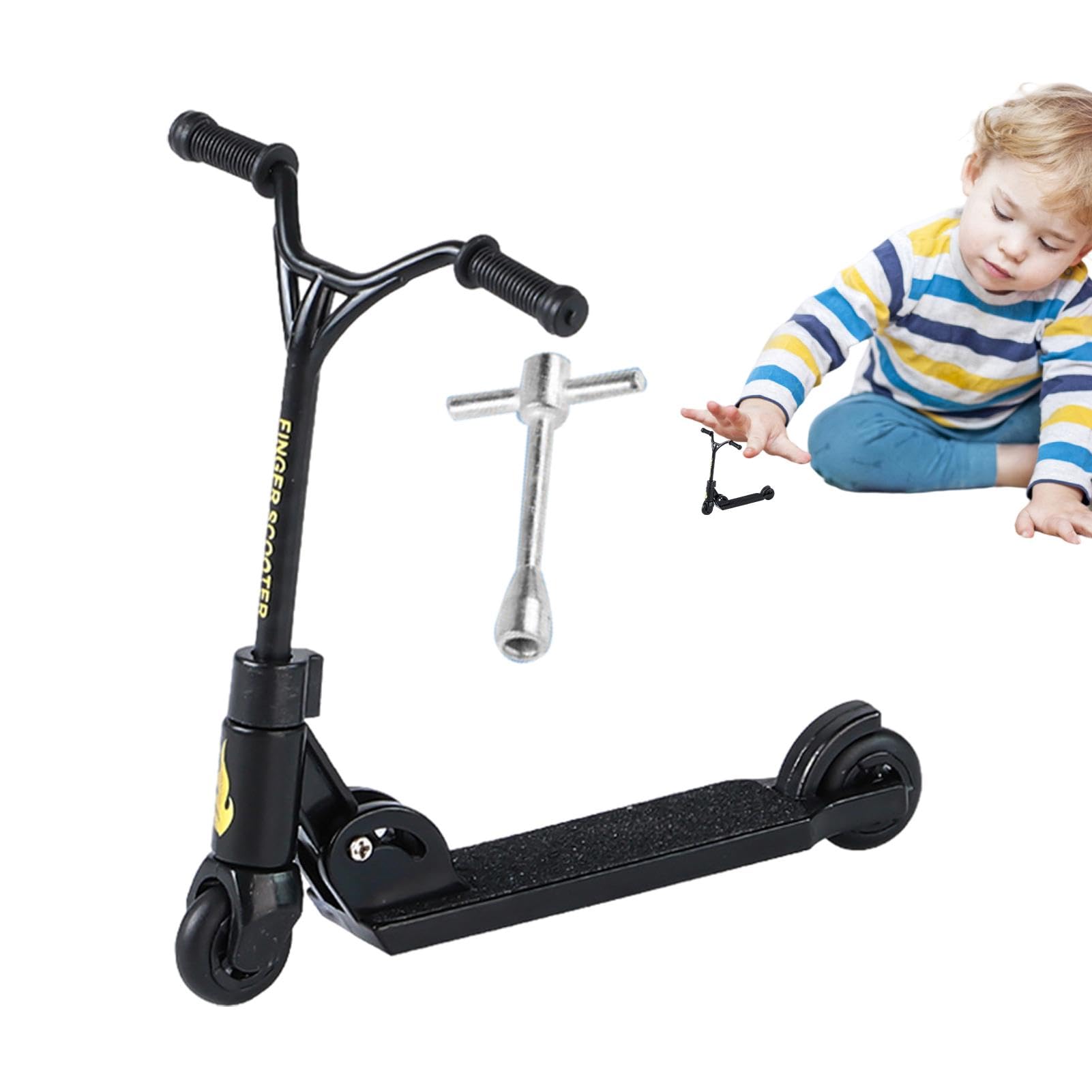 Trottinette à Doigts Pliable – 2 Roues Avec Frein, Antidérapant, Métal/ABS, 8,5 Cm, Pour Skateboard Miniature Et Jeux De Doigts