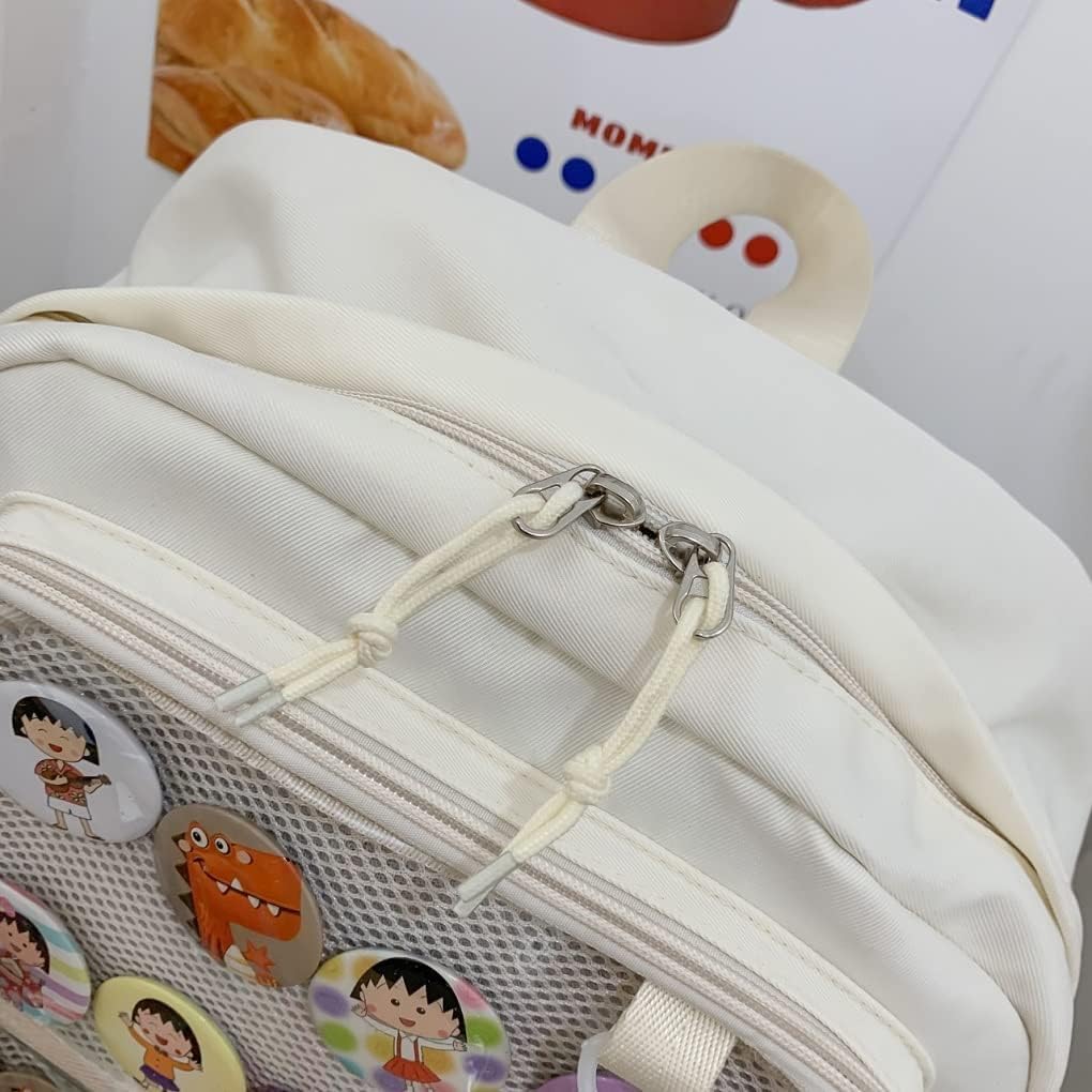 Ita Borsa con Finestre Trasparenti per Donne e Adolescenti - Kawaii JK Pin Display Zaino Carino Estetico Grande per Scuola Borsa Casual Daypack Robusta Borsa per Libri Anime Cosplay Regali