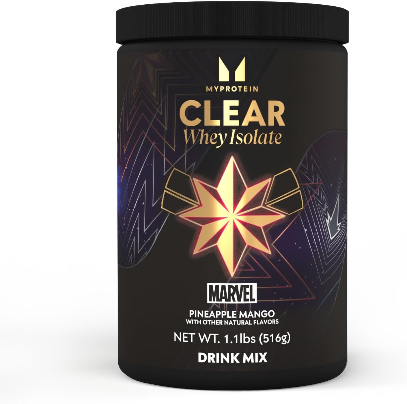 Myprotein Clear Whey Isolate Protein Powder Inspired by Marvel, 1.1 Lb (20 Servings) Captain Marvel Pineapple Mango, 20g Protein per Serving, Clear Daily Drink Mix for Super Hero Workouts