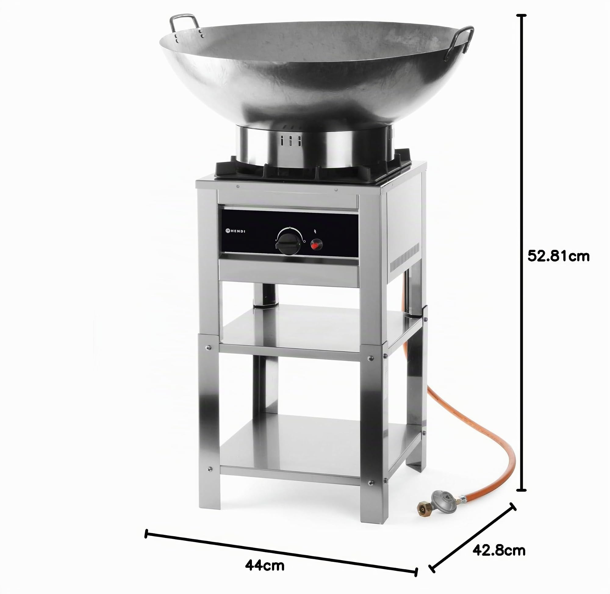 HENDI Réchaud à Gaz Professionnel Hokker pour Utilisation en Intérieur, avec Thermocouple et Allumage Électronique, Compatible Gaz Propane et Butane, 6,7kW, 425x425x(H)400mm, Acier Inoxydable