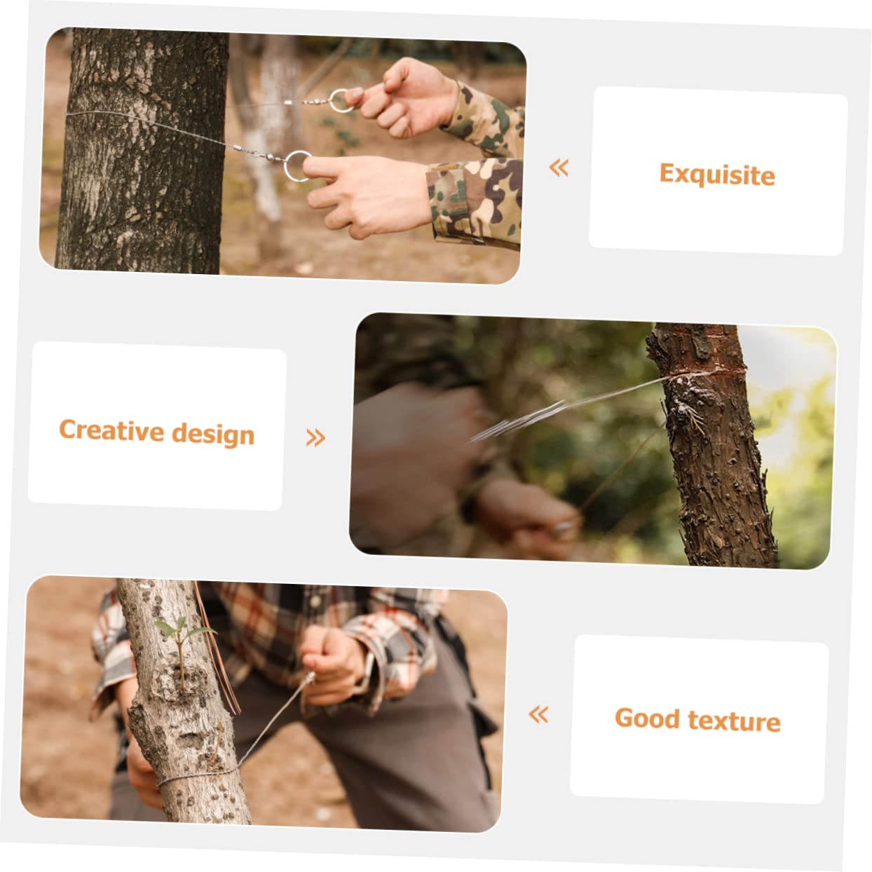 GOOHOCHY 4pcs Emergency Wire Saws Portable Pocket Chainsaws Compact Camping Gear Small Saw for Crafts Outdoor