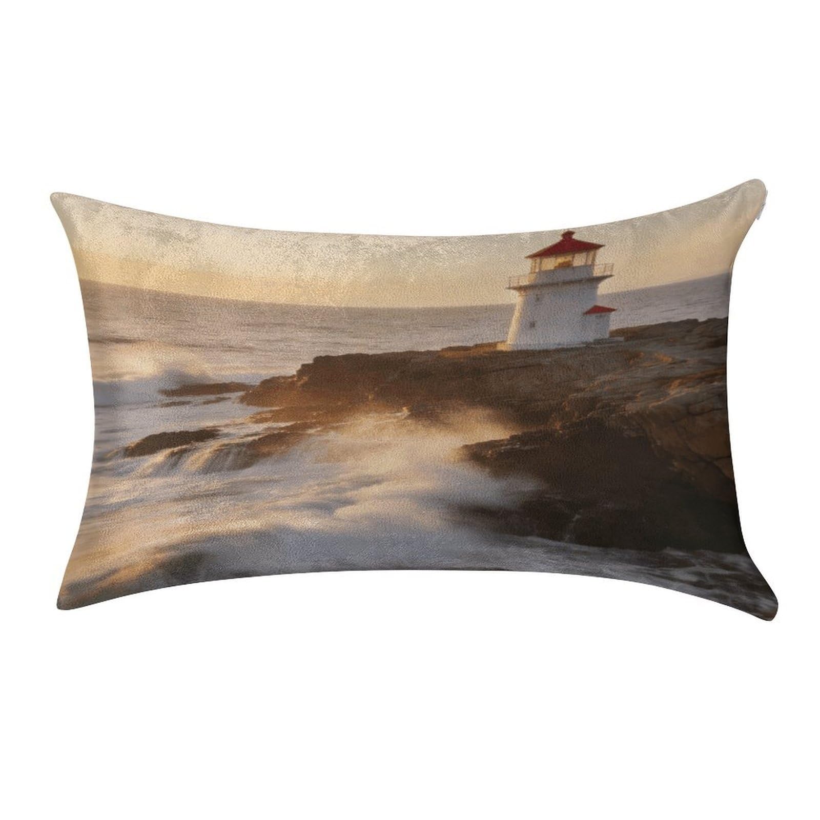 Fodpand Style Lighthouse Waves Pillowcase,Elegant Designed Home Decor,Velvet Pillowcase,Soft And Cozy,Pillow Case Cover With Hidden Zipper For Bedroom, Sofa, Couch