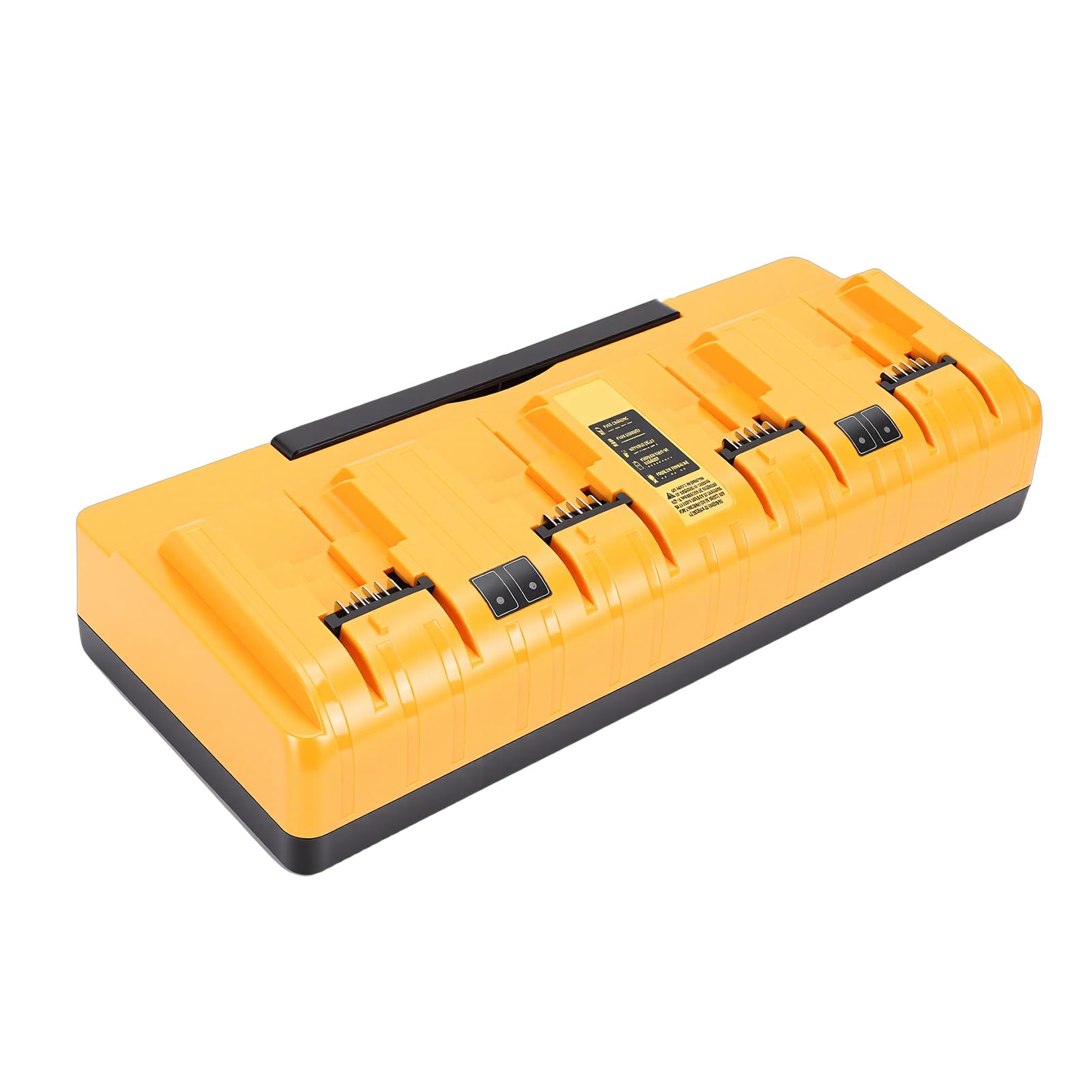 Fafeicy Estación de Carga de Baterías, Base de Carga Rápida de 3 A para Múltiples Baterías, Color Amarillo, Compatible con DCB104, DCB127 y DCB182, 4 Puertos, Material ignífugo. (Enchufe de la UE)