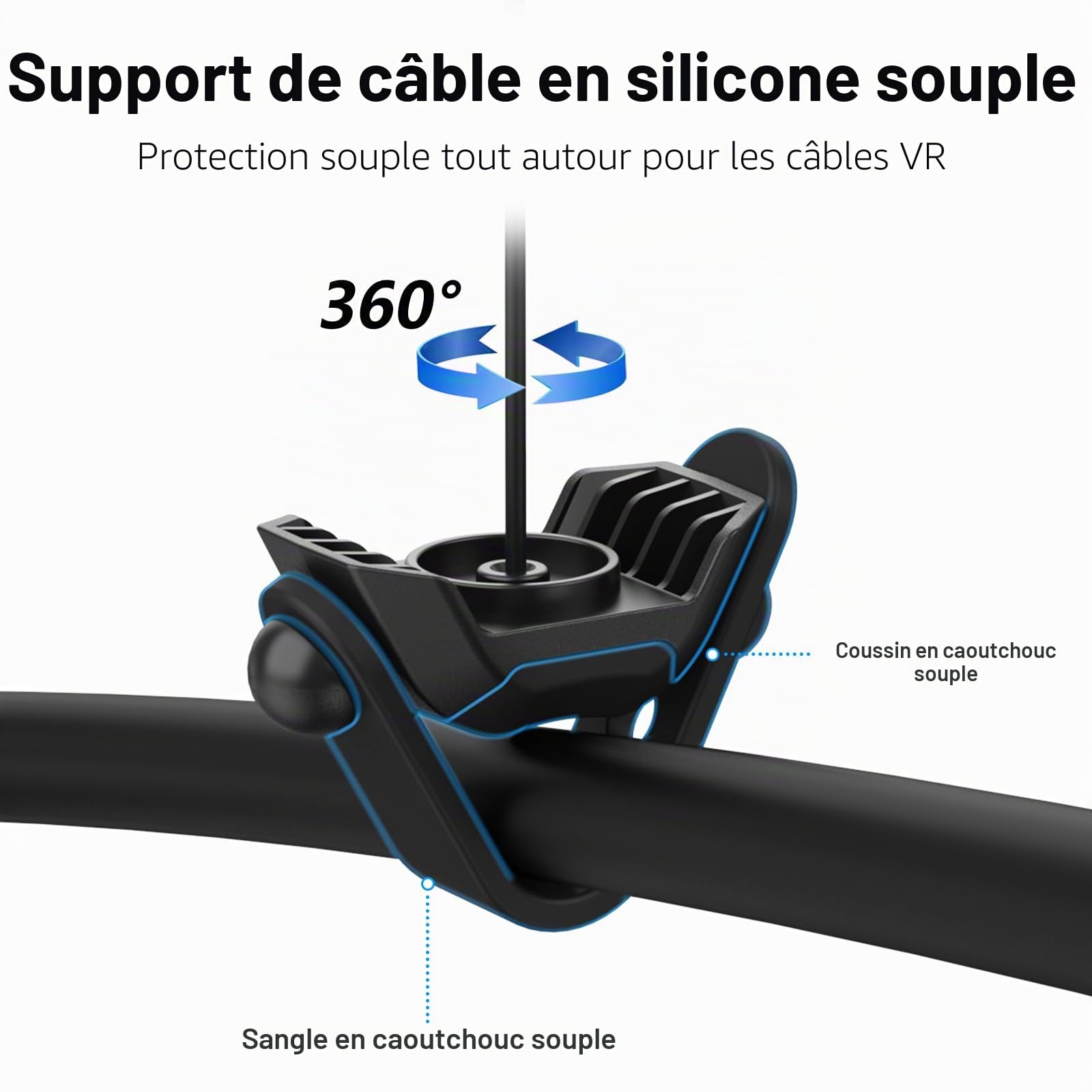 AMVR VR, système de poulie de Plafond rétractable pour Quest 3S/3/2/1/PSVR/PSVR 2/Rift/Rift S/Valve Index/HTC Vive/Vive Pro/HP Reverb G2 Link Cable (Noir)