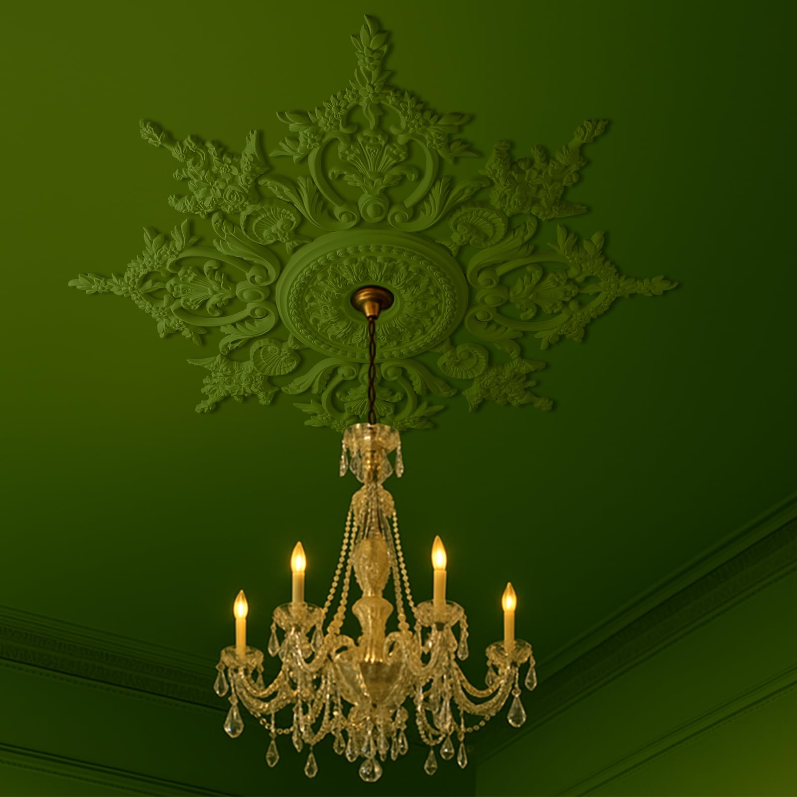 Nuanchu 32.7'' Large PU Ceiling Medallion for Chandelier Light Fixtures — Amazon image 4
