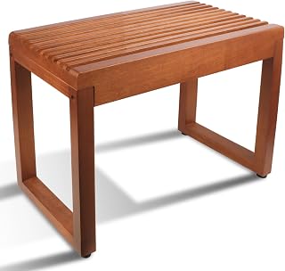 23.6” Large Teak Shower Bench, 500lbs Capacity Solid Wood Bathroom Stool, Waterproof Spa Bench for Inside Shower, Fully Assembled Entryway Shoe Bench, Heavy Duty Garden & Patio Stool