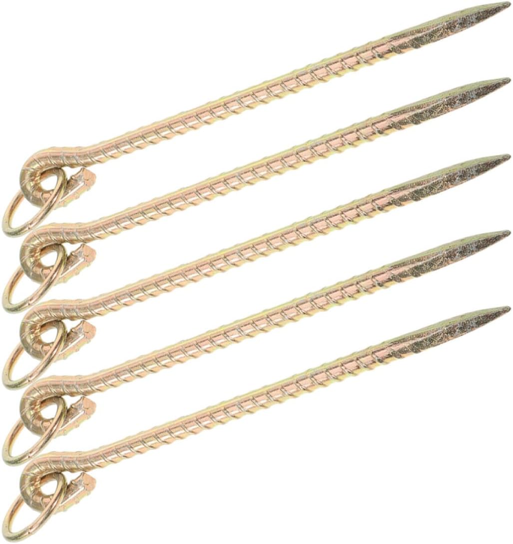 5pcs Heavy Duty Iron Dog Stakes for Ground Anchors, Secure Tie Out Anchors for Pets and Livestock, Versatile Outdoor Dog Leash Stakes for Yard and Camping Use