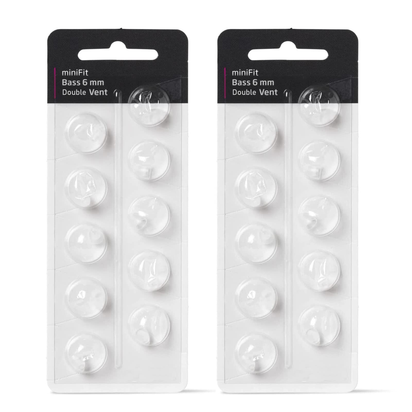 Hearing Aid Domes for Oticon Replacements,Oticon Minifit Double Vent Bass Domes (6 mm/2 Pack）,Universal Domes for Oticon Hearing Aid Supplies.