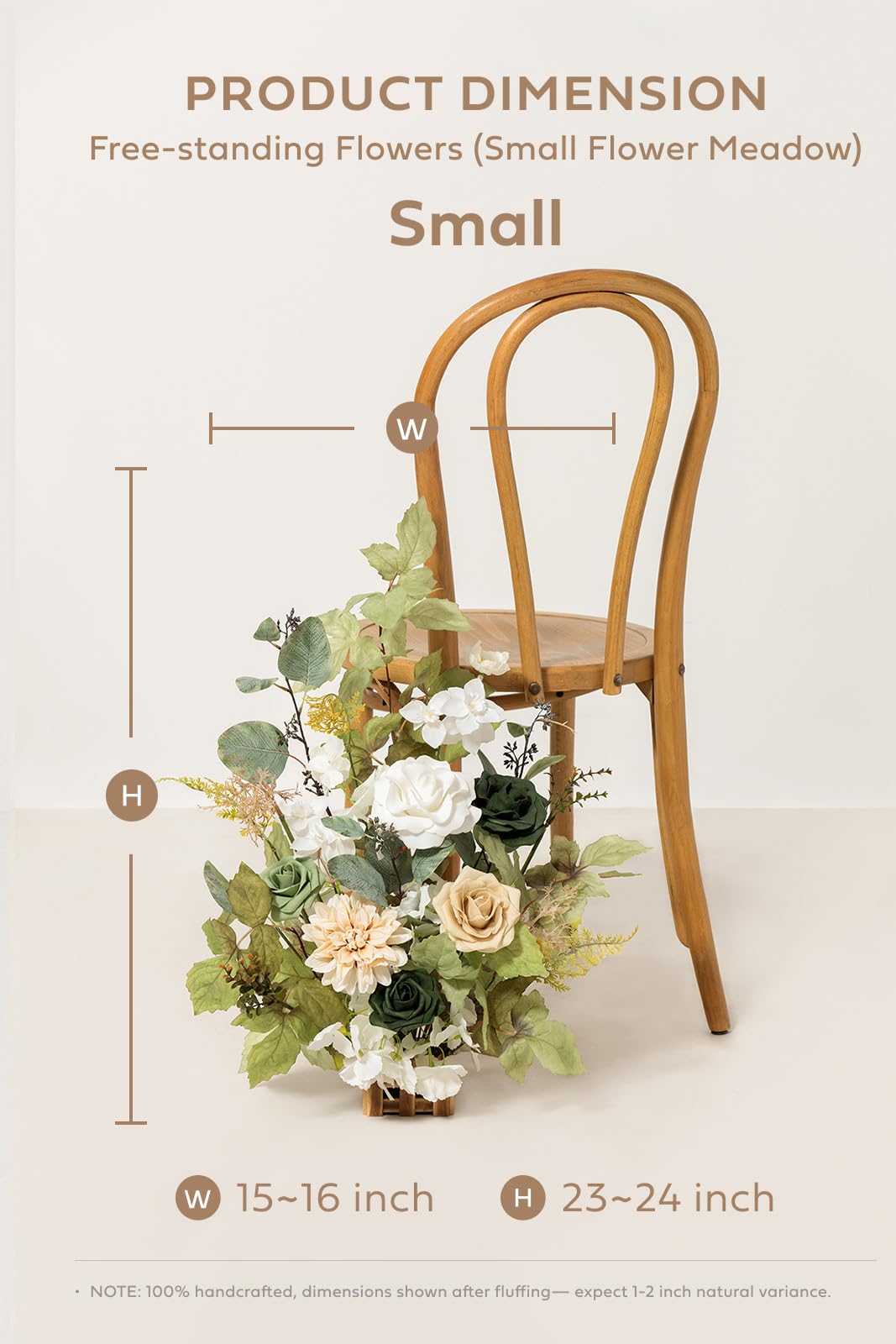 Ling's moment 17,5" hoch stehende künstliche Blumen Arrangements 4pcs Herbst Hochzeit Gang Läufer Stuhl Dekorationen Smaragd & Tawny Beige Tafelaufsätze