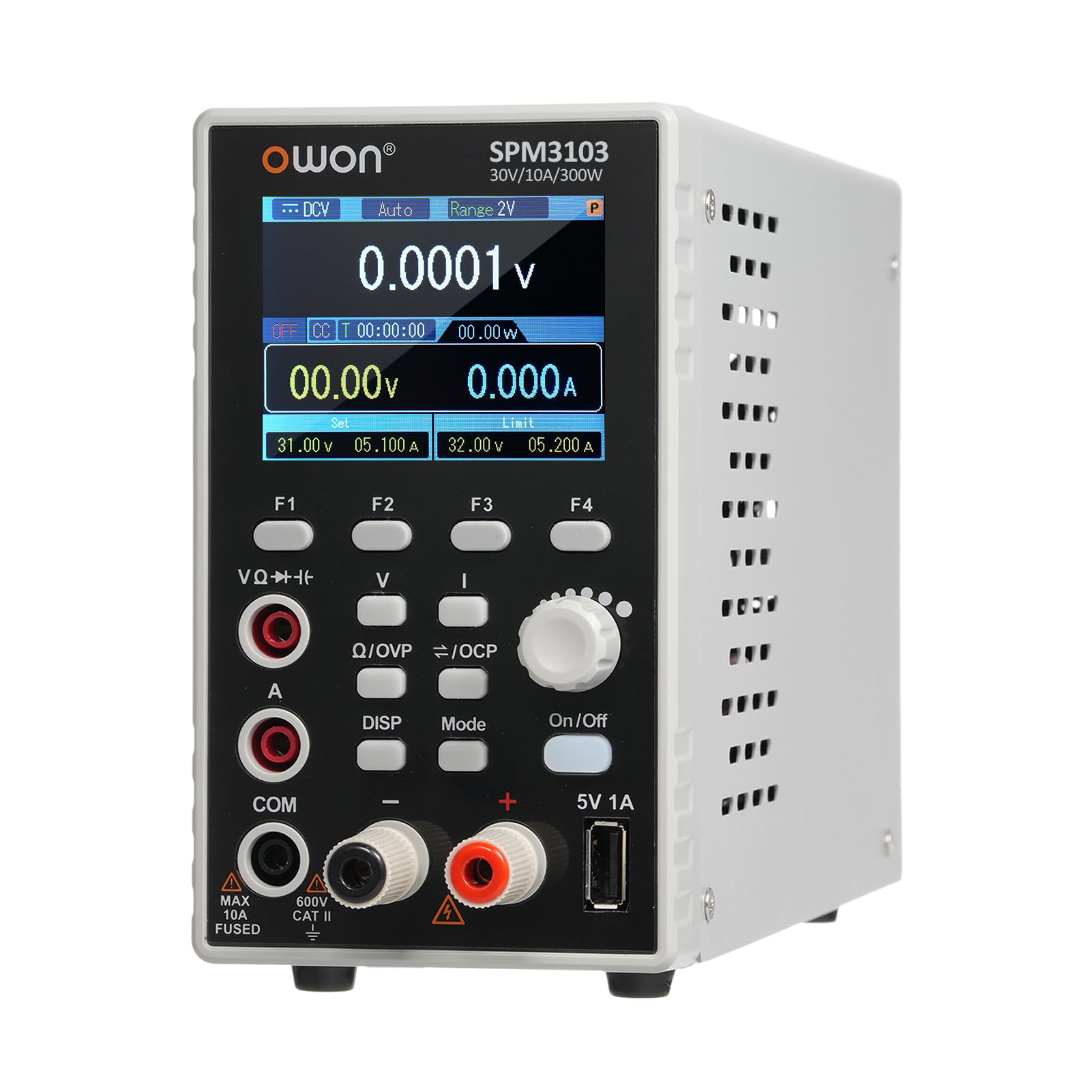 DOOMUN SPM3103 Programmable Lab Power Supply (0-30V 0-10A) 300W Bench DC With Multimeter - 2.8 Inch LCD Display and Output Enable/Disable Button - Single Channel