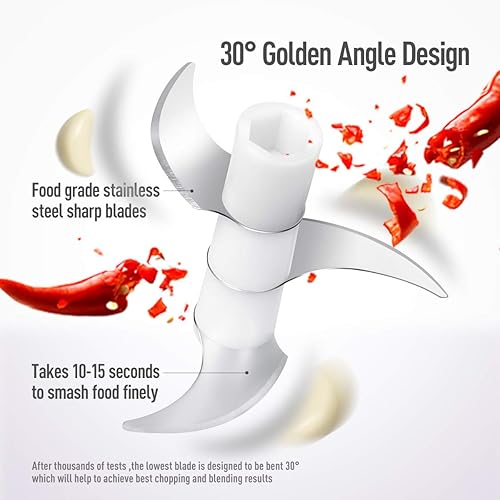 Miniatura 5 de Picadora eléctrica de ajo y cebolla, trituradora de ajo eléctrica portátil con carga USB, picadora de alimentos con 3 cuchillas afiladas, procesador