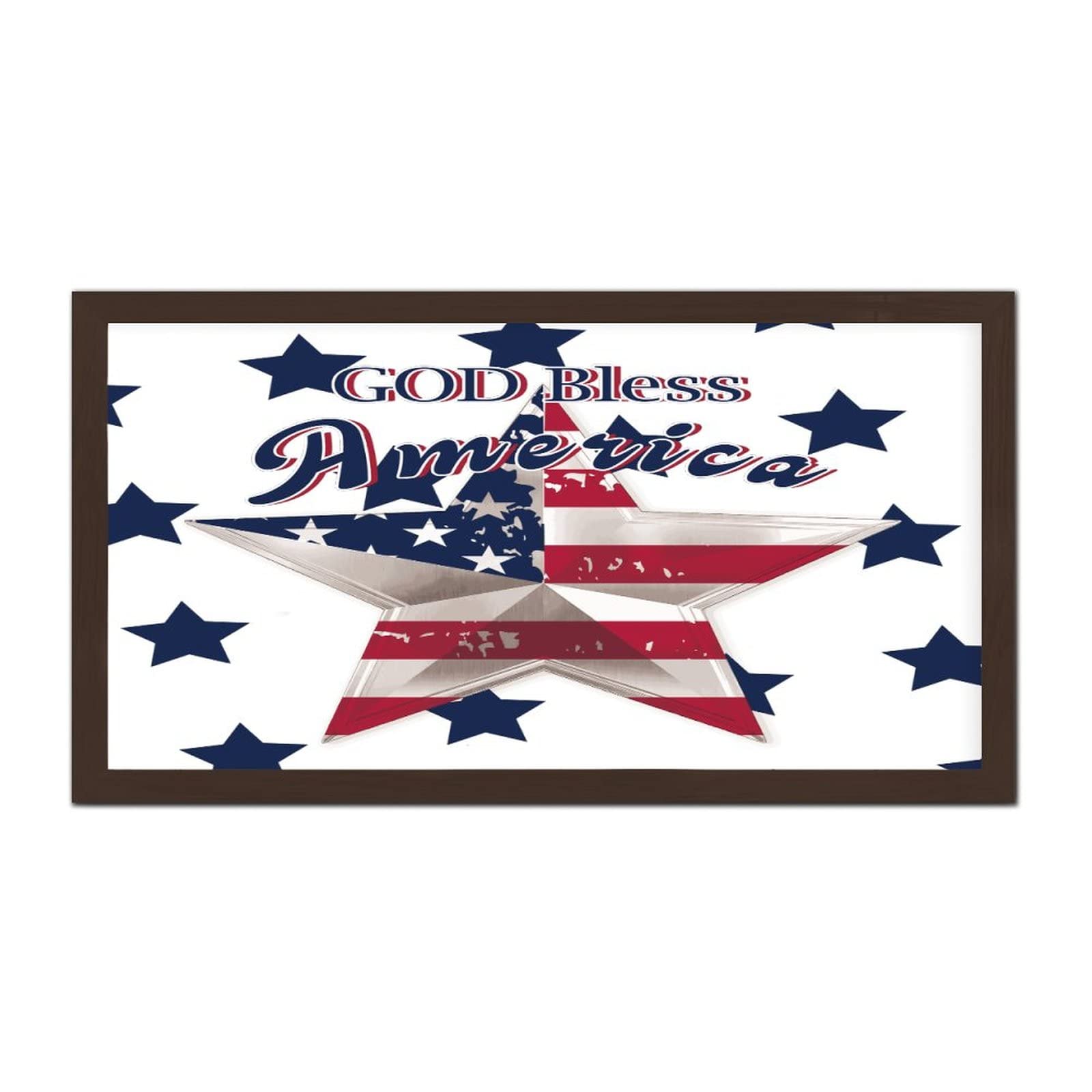 Cadre en bois rustique premium God Bless America 30x55 cm pour bureau élégant