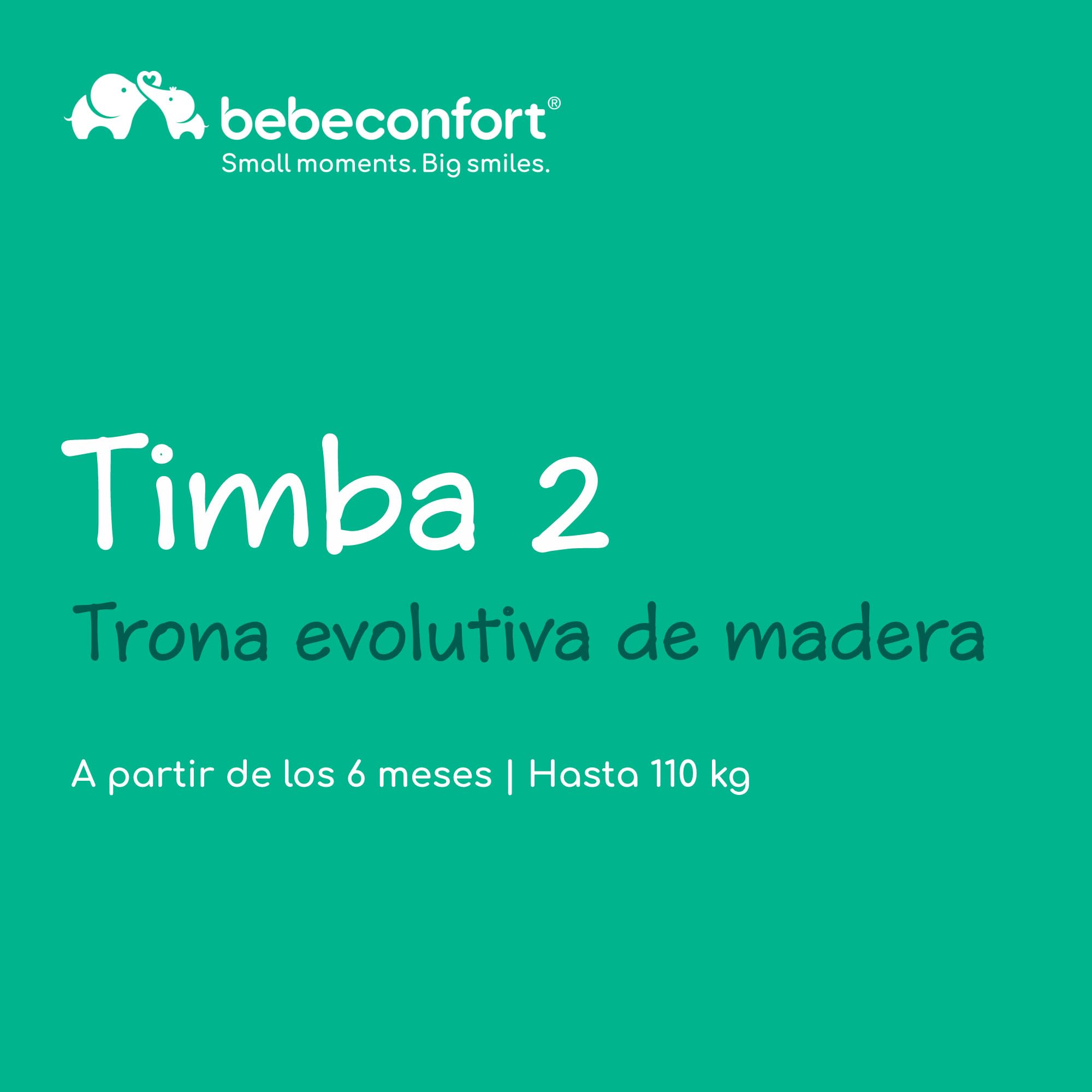 Bebeconfort Timba 2 Trona Evolutiva Bebé Madera, +6 Meses, Hasta 110 kg, Silla Trona Bebé Comedor Ergonómica, Apta para Mayoría de Mesas, Bandeja Extraíble, Asiento/Reposapiés Regulables, Natural Wood