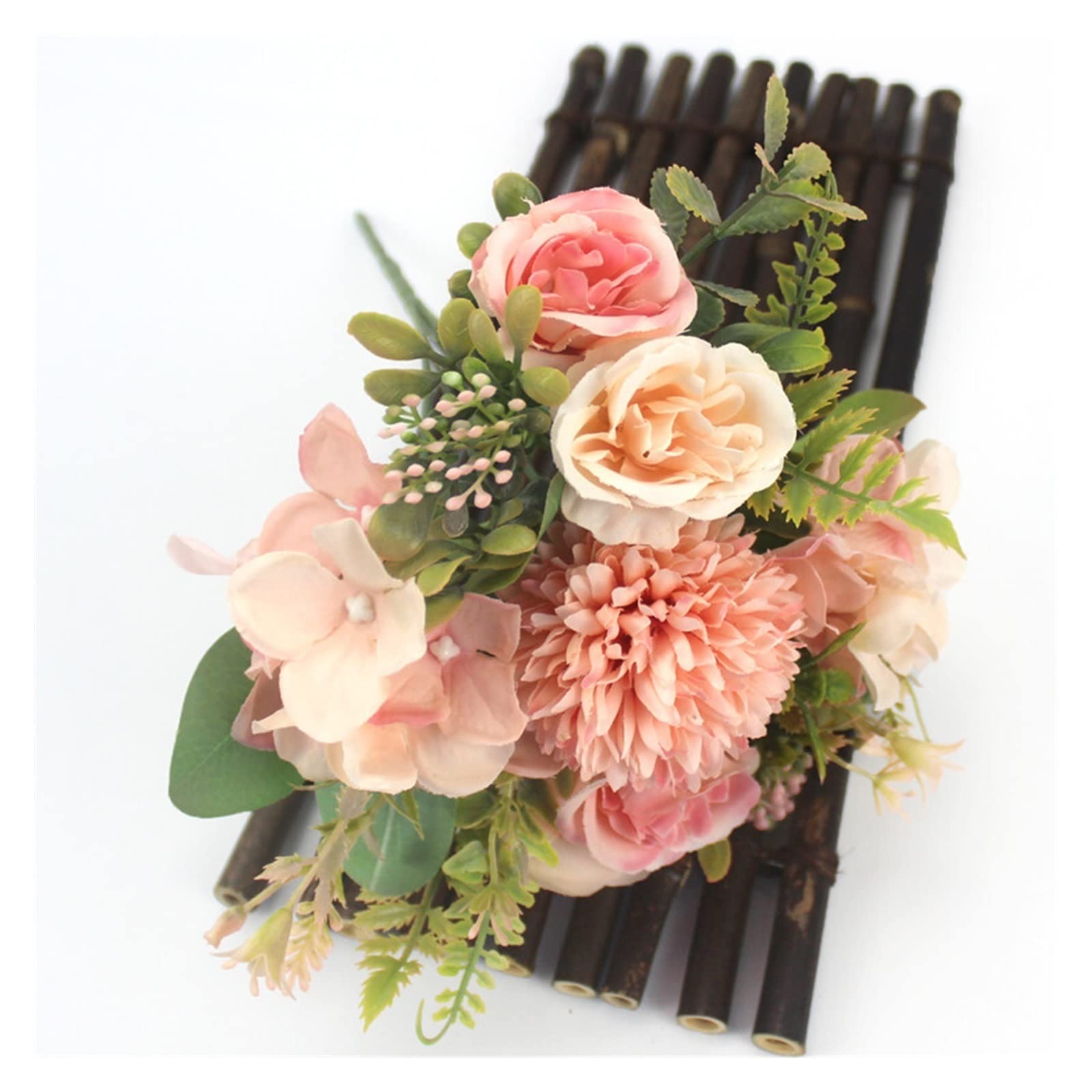 AOKLEY Artificial flowers with pots Pink Silk Hydrangeas Artificial Flowers Wedding Flowers For Bride Silk Blooming Peony Fake Flowers White Home Decoration Artificial flower (Color : G)