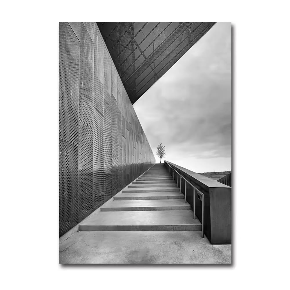AEFOUU Light Luxury Black White Gray Industrial Style Canvas Poster Space Extension Wall Art Print Painting Home Decor Pictures(70x90cm/28x36in/Frameless)
