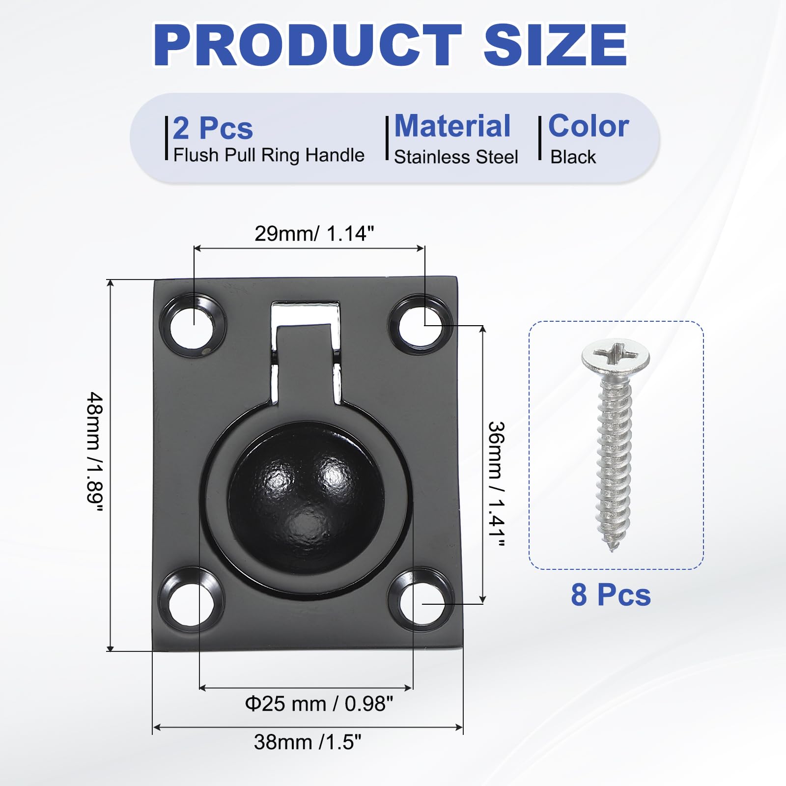 PATIKIL 1-7/8"x1-1/2 Flush Pull Ring Handles - Image 2
