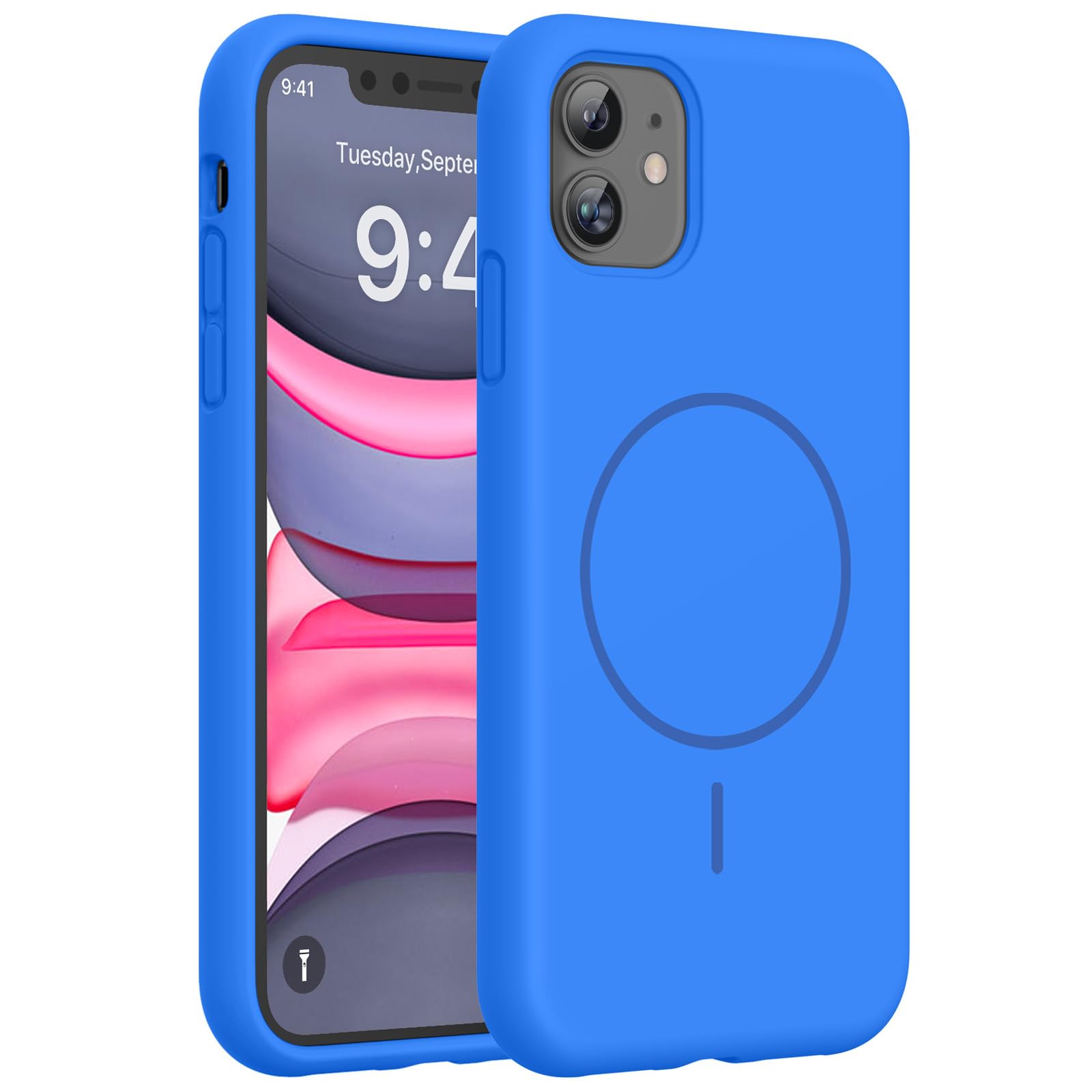 Miracase Silicone &amp; Magnetic for iPhone 11 Phone Case, Mediterranean Blue