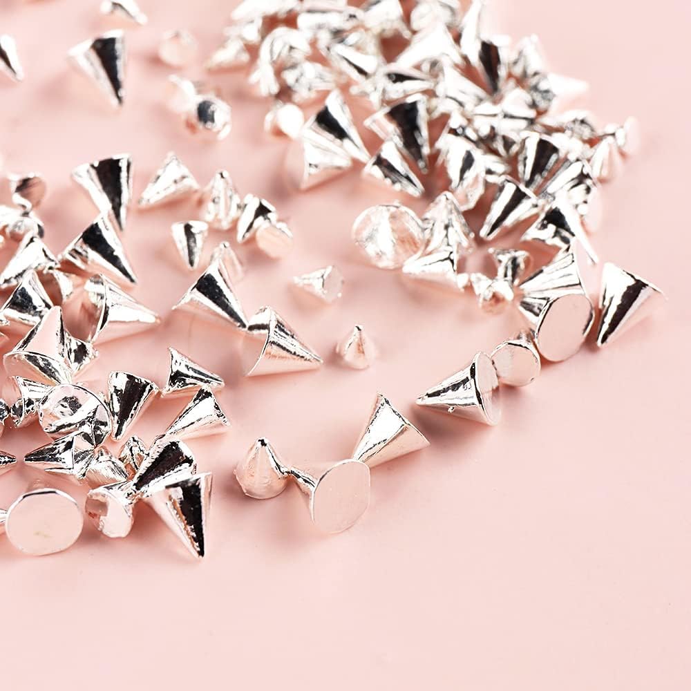 Mini Metal Rivet Punk Nail Charms Gold Silver Cone Nail Art Studs Alloy Spike Studs Nail Jewels Nail Nail Charms for Acrylic Nails Decoration Accessories