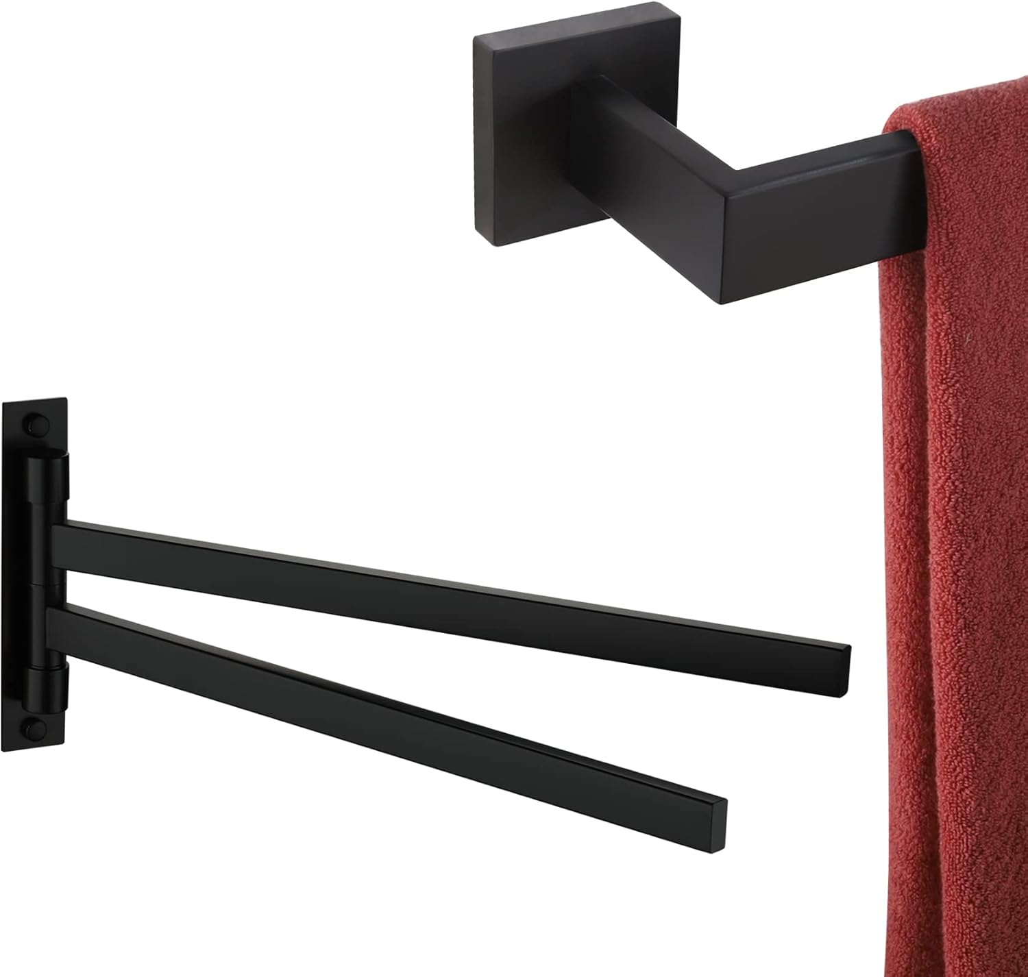 KOKOSIRI 32 Inch Bath Towel Bar Hand Towel Holder Bath Towel Bar Swivel Towel Bar Swing Out Towel Holder Matte Black B4003BK-L32+B5007BK-A2
