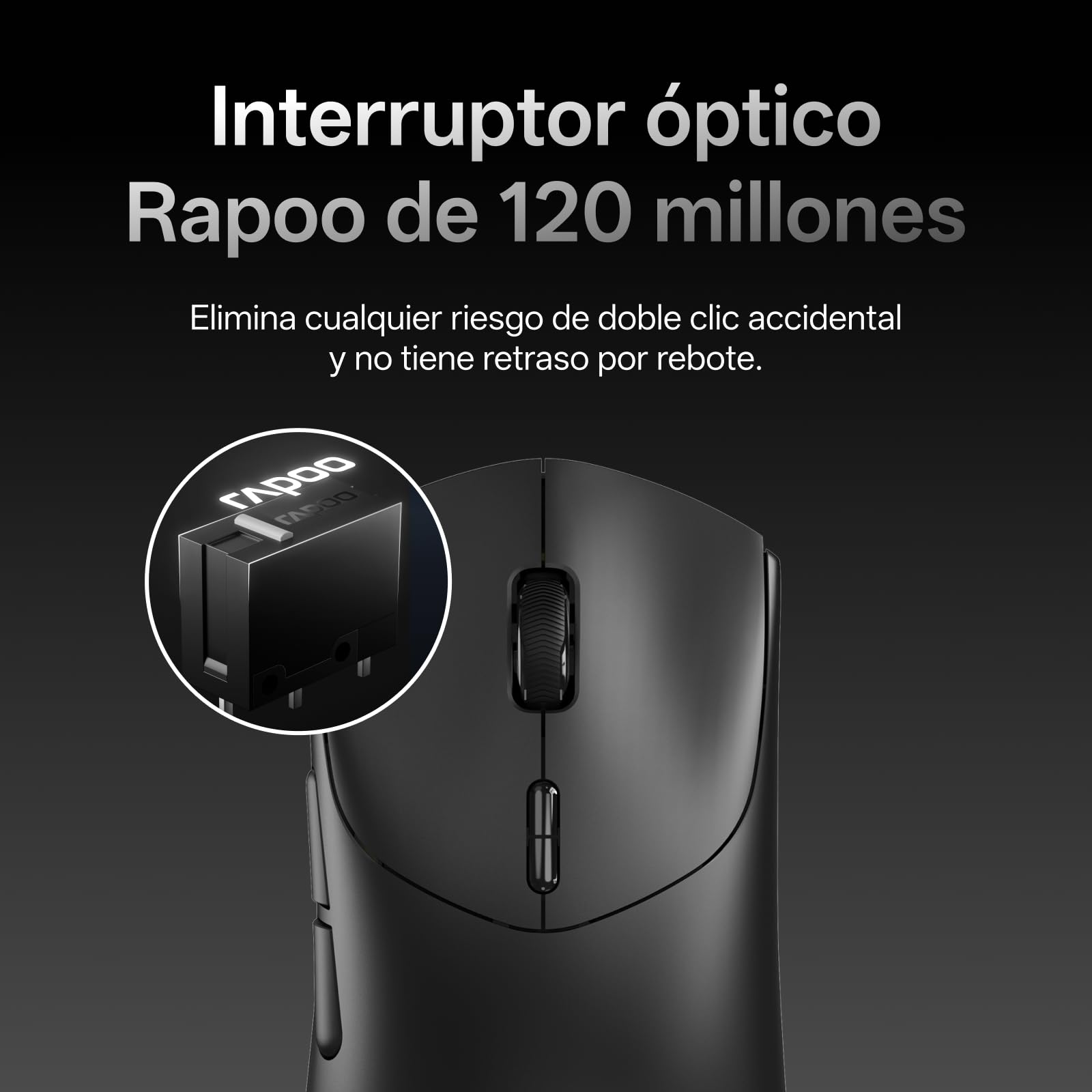 Rapoo VT7 MAX Ratón Gaming Inalámbrico, Sensor PAW 3950 Ultimate, 30000DPI, Verdadero Sondeo de 8000 Hz, Ultraligero 53g, Batería de Hasta 750h, Interruptor Óptico 120M, 10 Botones Programables, Negro