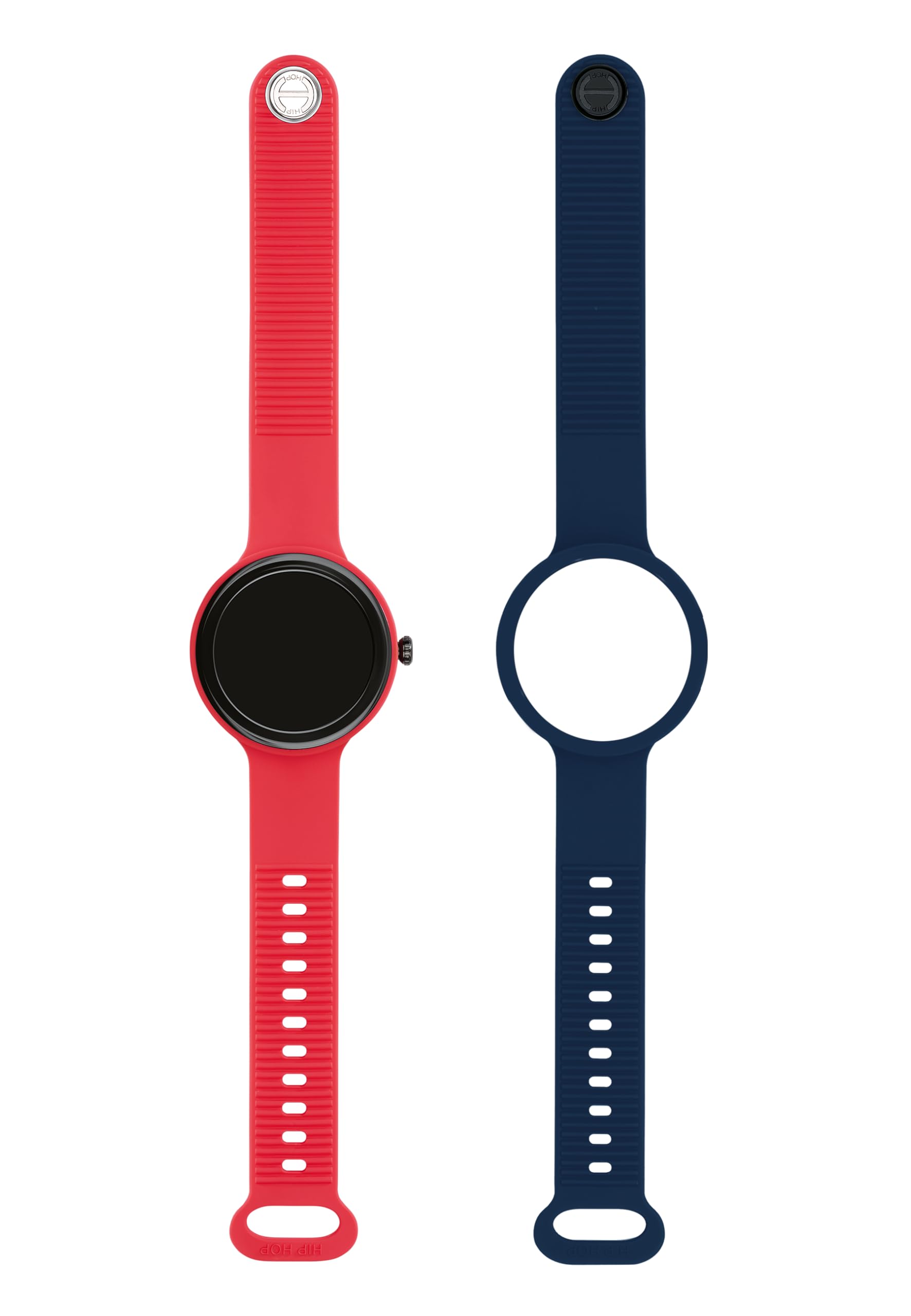 HIP HOP HWU1202 Damski HERO.NEXT Tarcza MONO-KOLOROWA CZARNY mechanizm SMARTWATCH SMARTWATCH i CZERWONY SILIKONOWY PASEK, NIEBIESKI HWU1202