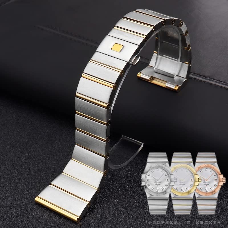 Bracelet de montre en acier inoxydable pour montre Omega argent doré 15mm - 2