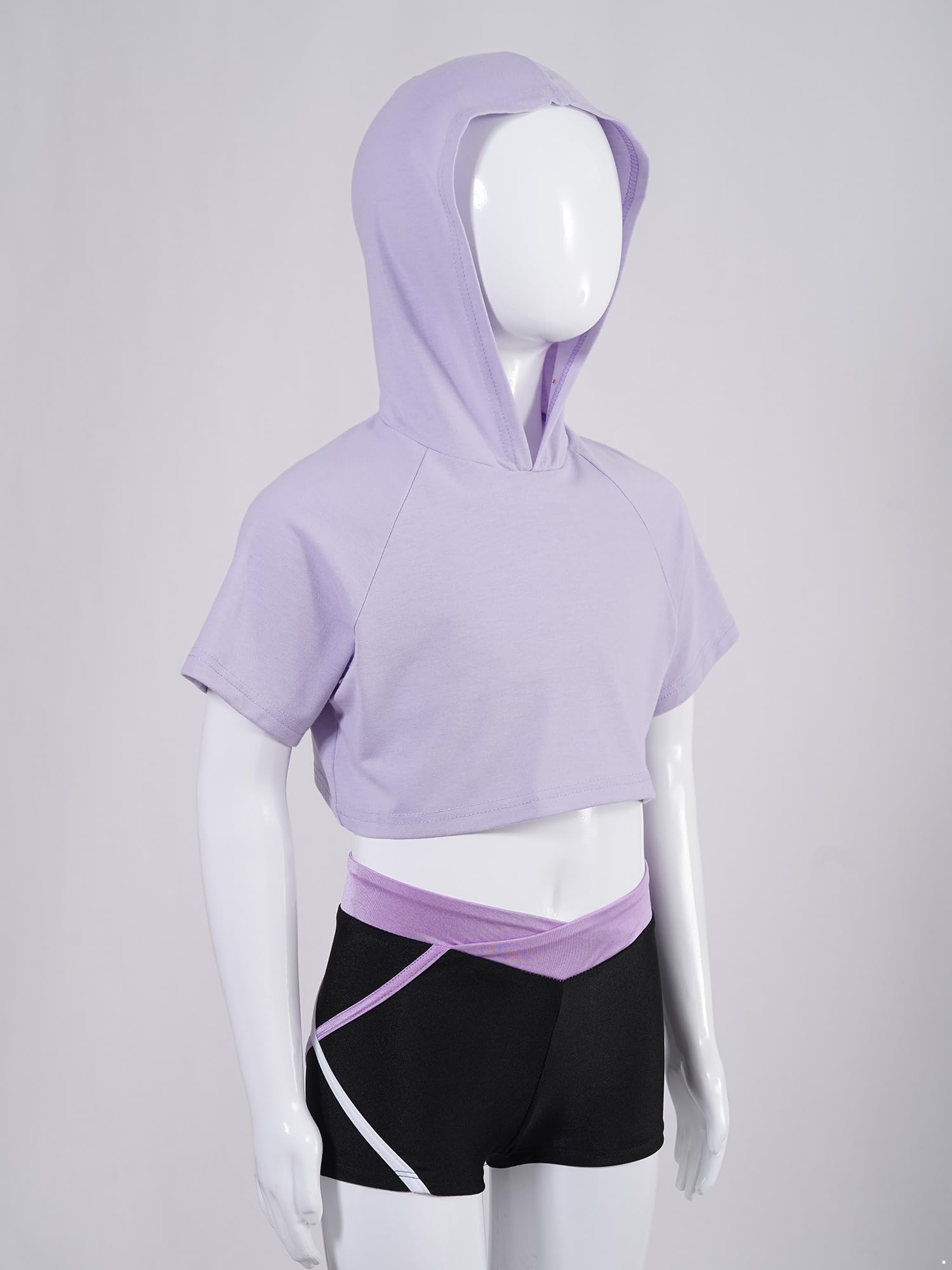 Dres treningowy dla dziewczynek, zestaw sportowy, z krótkim rękawem, bluza z kapturem, krótki rękaw, szorty dla dziewcząt, na lato, do tańca, treningu, biegania