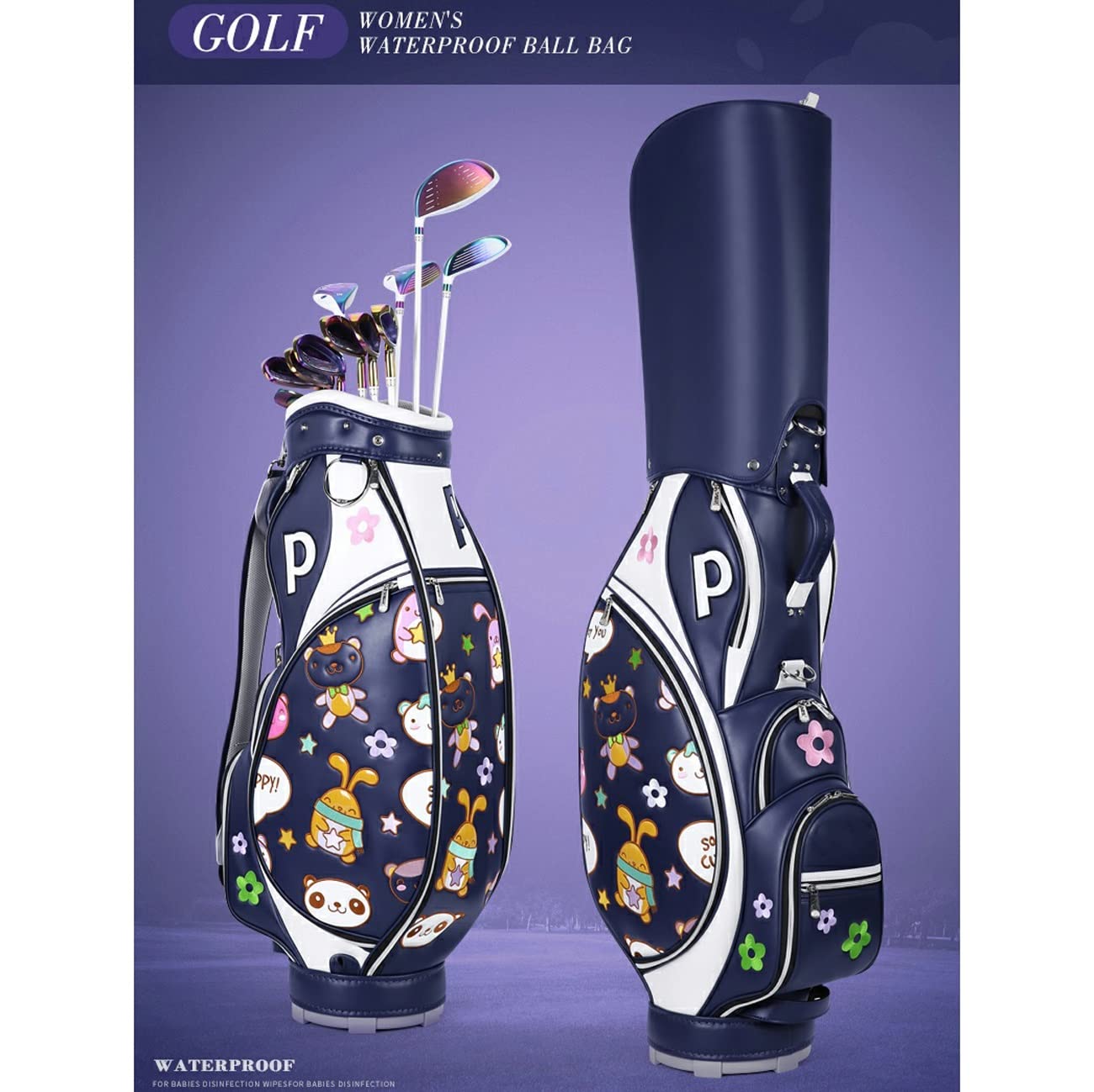 Damska torba golfowa, modna wodoodporna torba golfowa ze skóry z mikrofibry, przenośny, lekki organizer na kije golfowe na pole golfowe i podróże vision