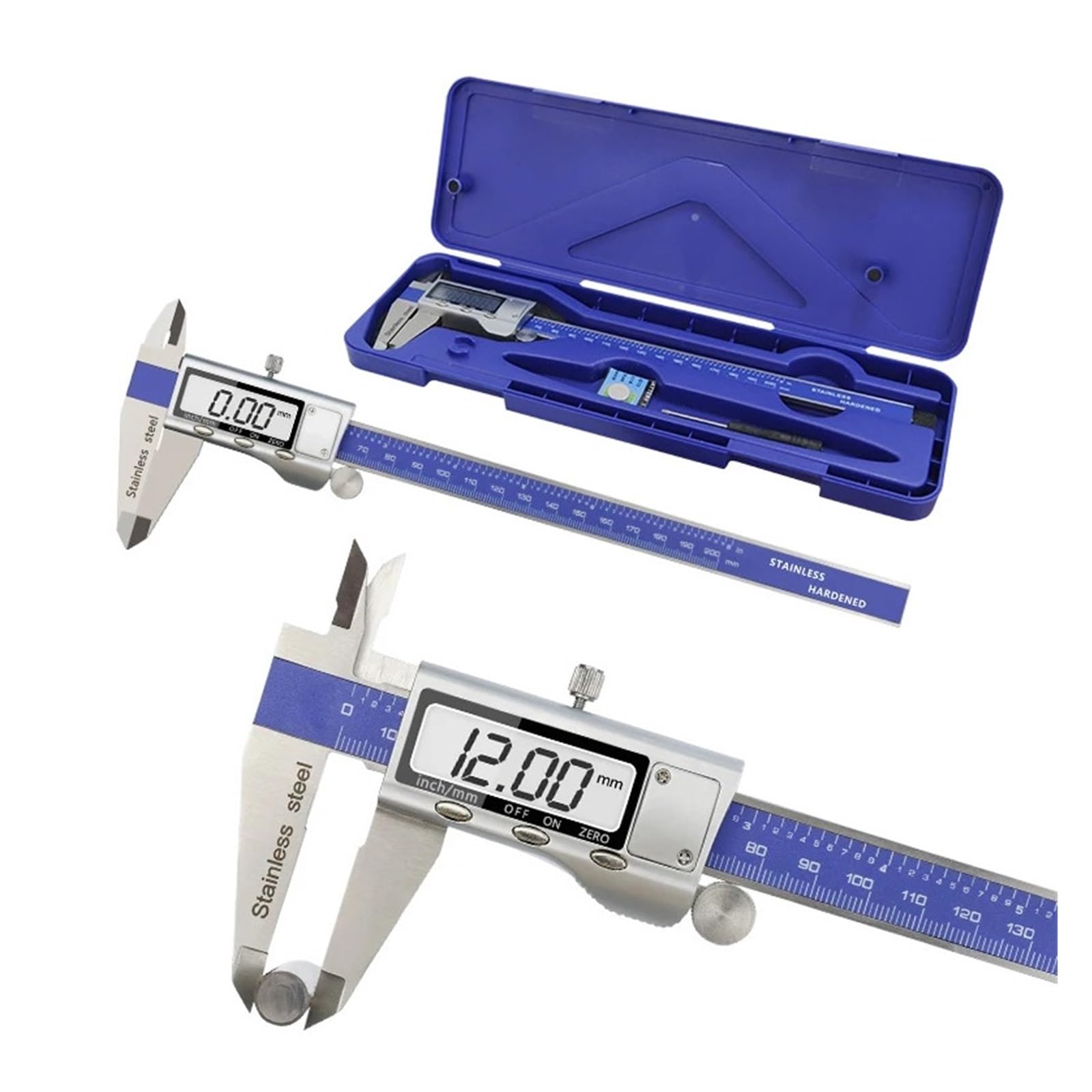 Pies de Rey Calibradores Calibrador Vernier Digital 150/200/300 mm LCD Acero Inoxidable Micrómetro electrónico Herramientas de medición(0-150mm)