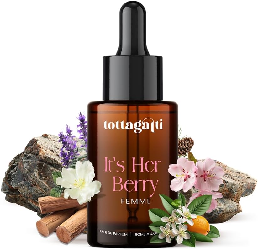 100% Perfume Oil for Women, It's Her Berry Huile De Parfum, 8+ Hours Long Lasting, Sage+Musk+Sandalwood, Alcohol-Free Luxury Perfume - 30ml