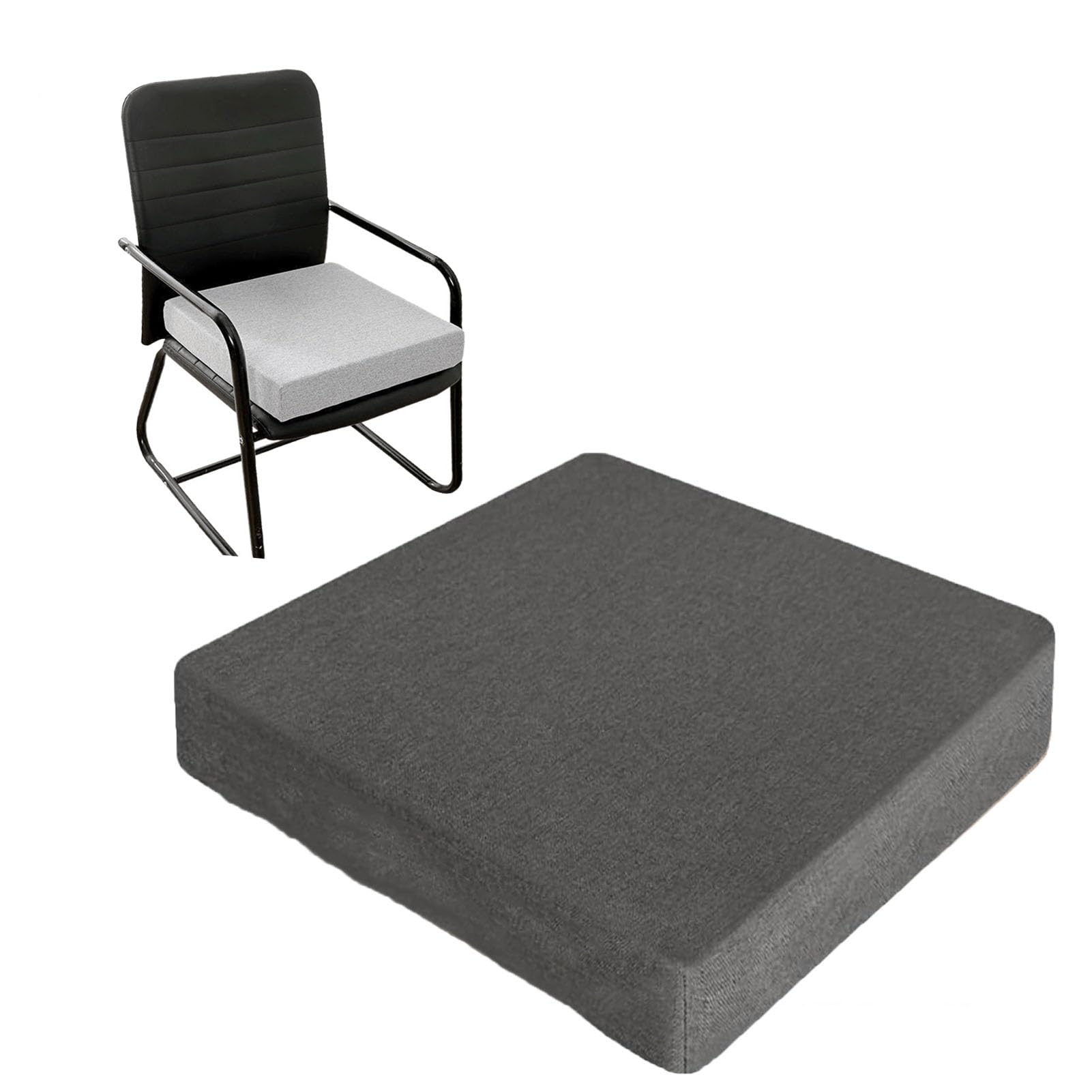 Rutschfestes, dickes Sitzkissen für ältere Menschen und Erwachsene, 60 x 60 x 15 cm, warmes Grau, ideal für Büro, Rollstuhl, Outdoor, bequemes Stuhlkissen, Sitzerhöhung