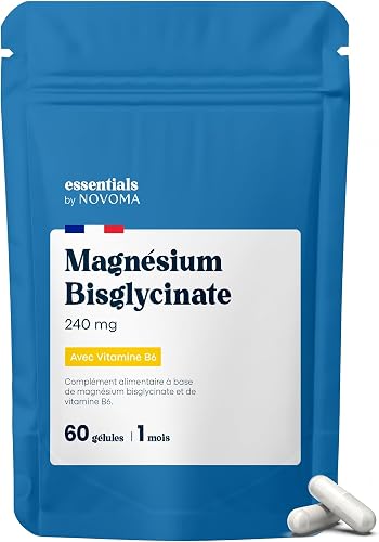 Magnesium Bisglycinate 240mg + Vitamine B6, 60 Gélules Végétales 