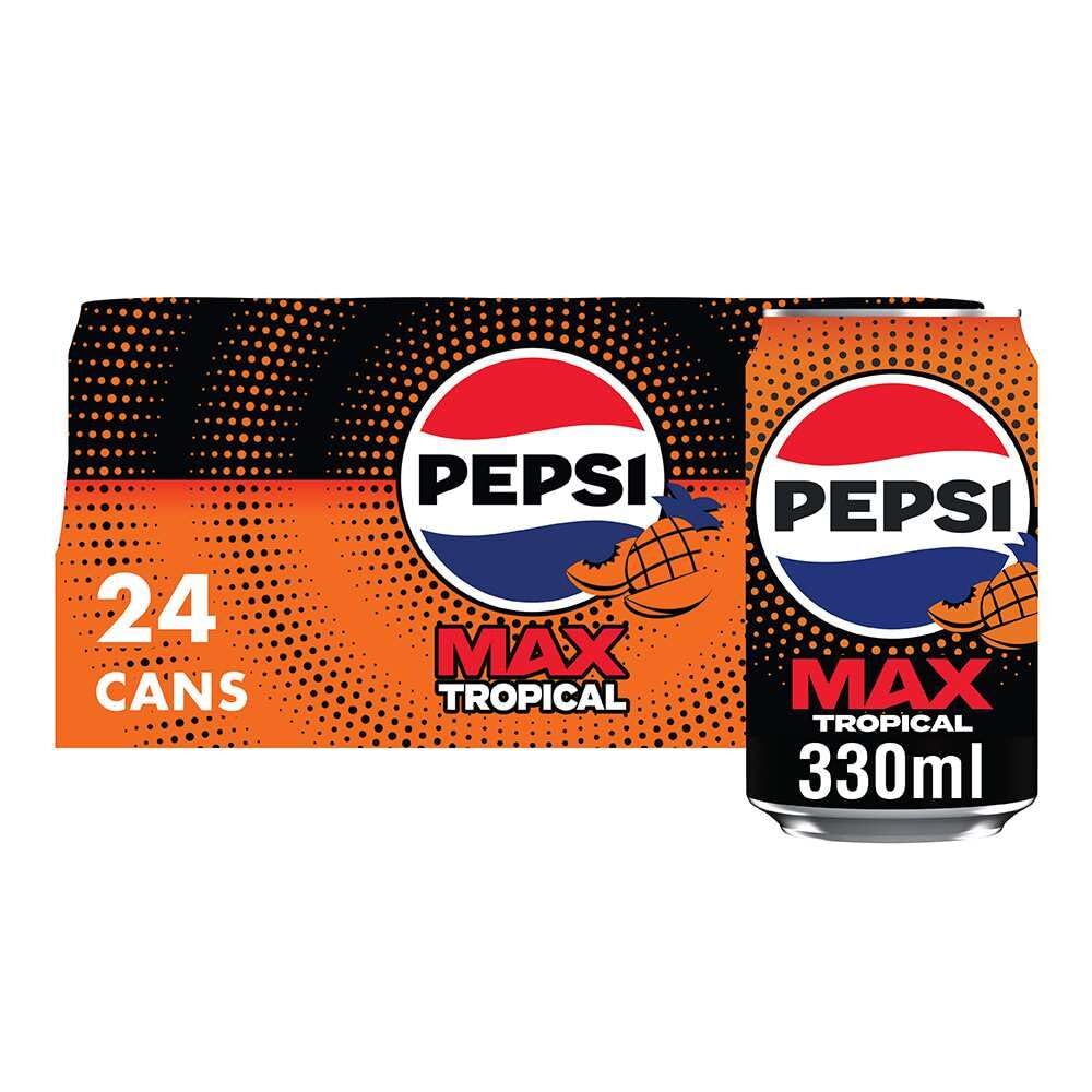 Pepsi Max Tropical, 330ml Cans (Pack of 24)