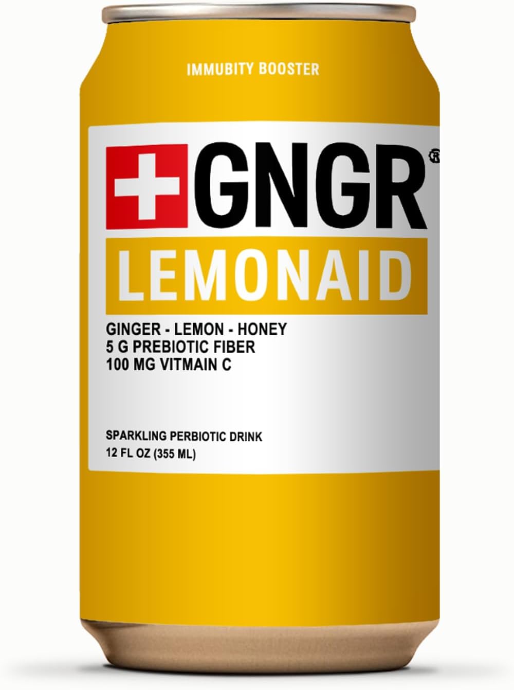 +GNGRSparkling Lemonaid Prebiotic Drinks, Caffeine Free, Immunity Support, Digestive Health, Organic Ingredients, Ginger Turmeric Orange Lemon, 12 fl oz (Pack of 12)