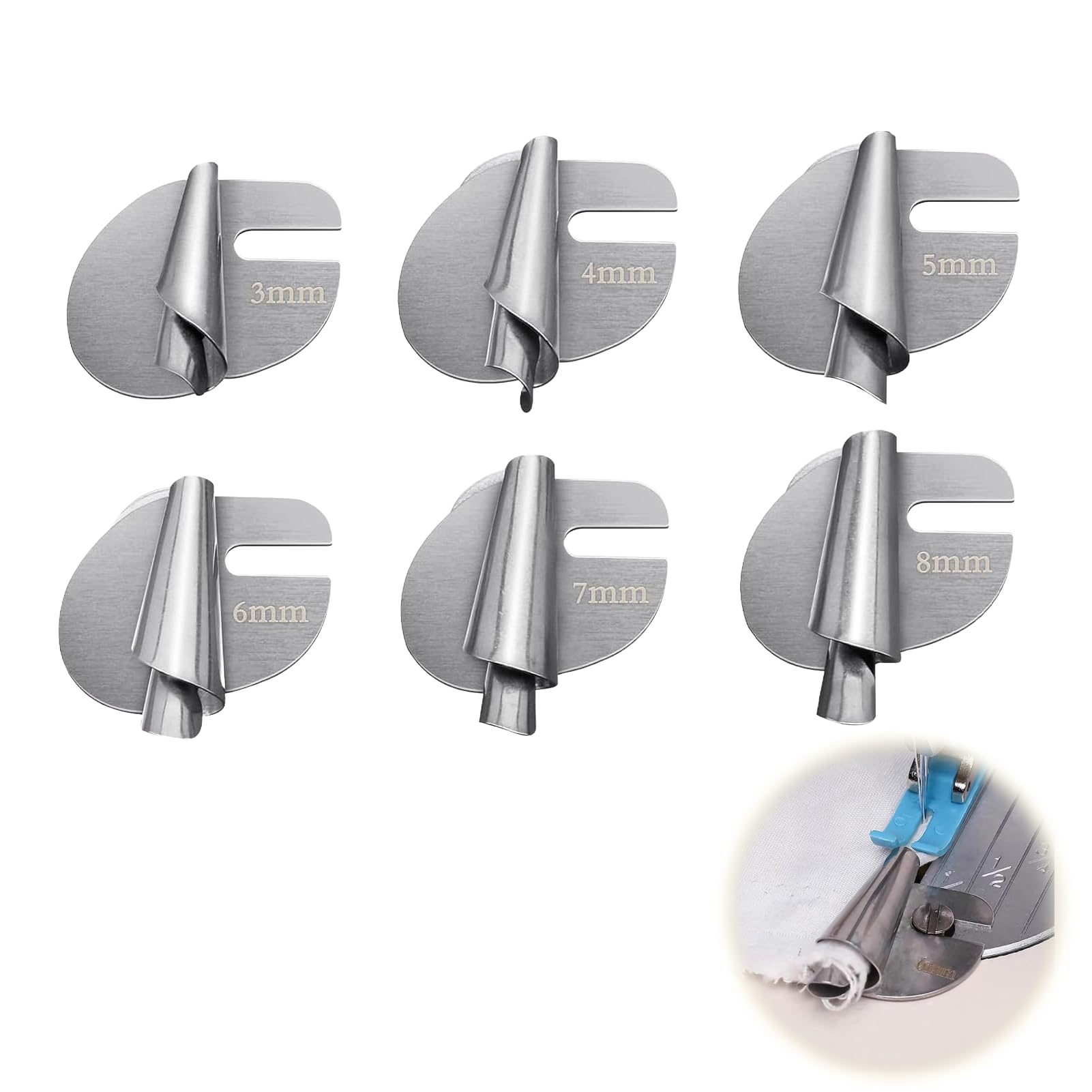 8-teiliges Rollsäumer Nähfuß Set - Metall Nähfüße Für 3-10mm Säume Für Nähmaschinen