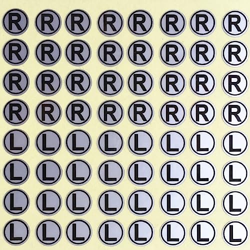 Autocollants gauche droite ronds argentés 8 mm pour repère écouteurs audio