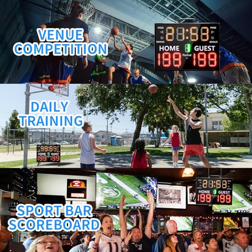 LUCKY TIME Electronic Basketball Scoreboard with Buzzer, Digital Scoreboard with Remote,Portable Score Keeper Battery Powered Score Board for Sports Games(RGB with Tripod) by LUCKY TIME - Image 6