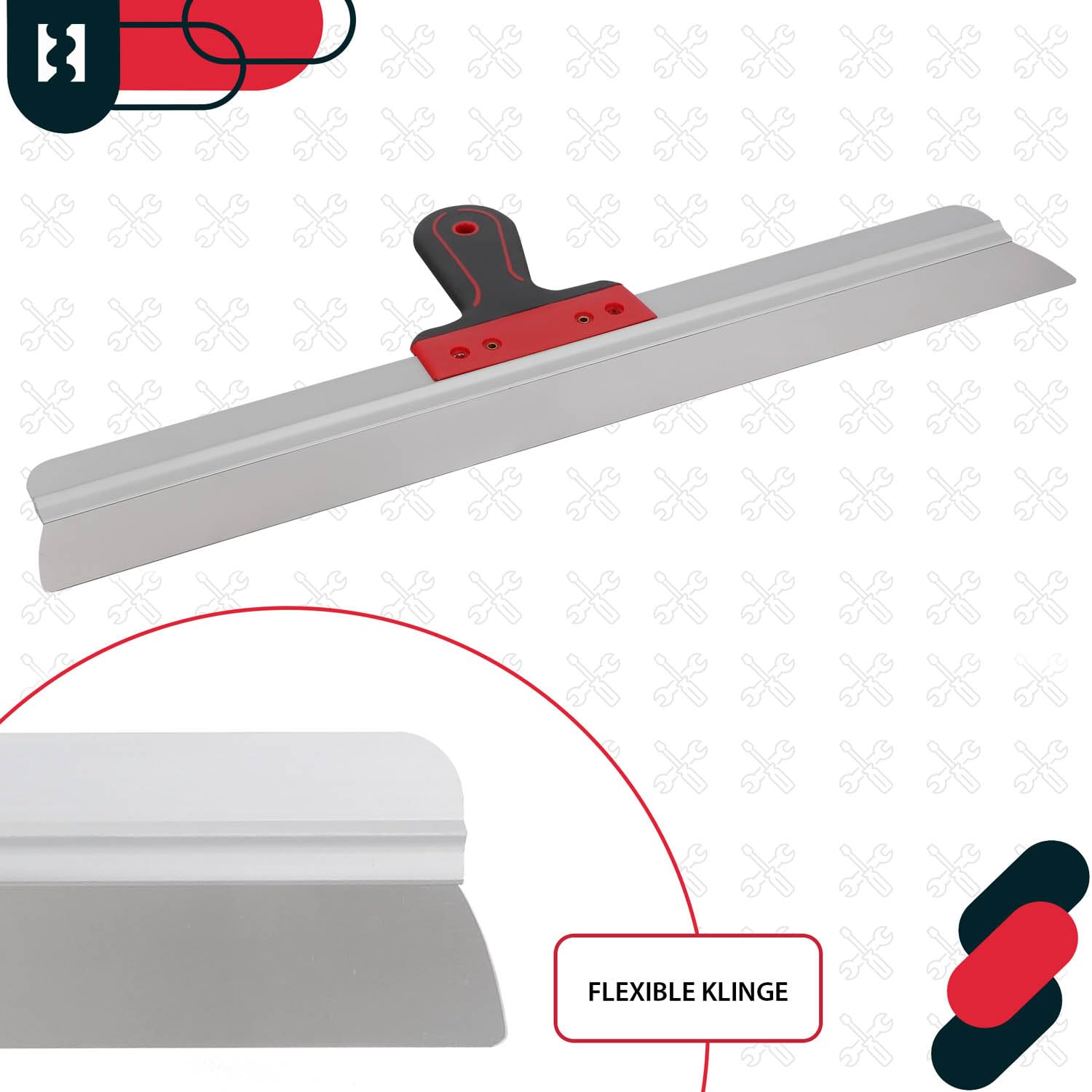 KOTARBAU® Espátula de acero inoxidable 600 mm, para aplicar y retirar yeso, masilla, ancha, para fachadas con soporte de aluminio y mango suave, de superficie