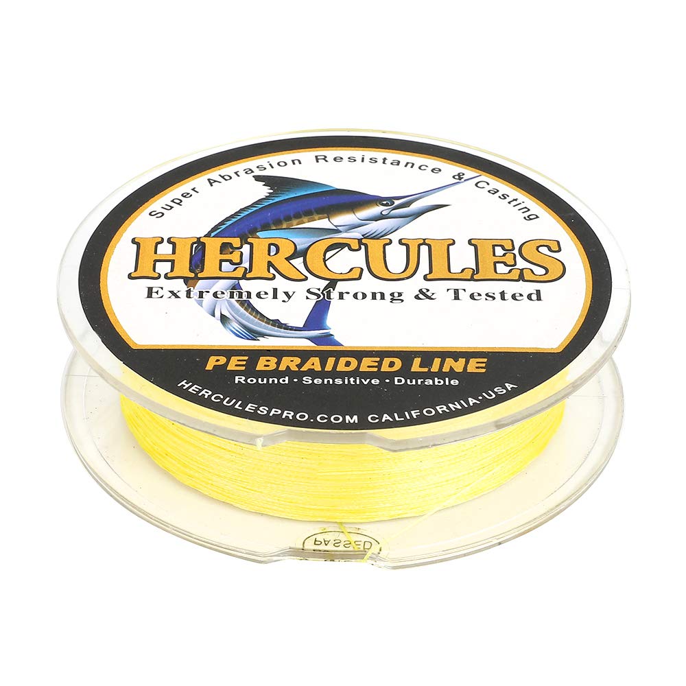 HERCULES Braided Fishing Line 100m 109yds 6lbs-100lbs Pe Superline 4 Strands (Yellow 10lb/4.5kg 0.12mm), 10lb/ 0.12mm/ 100m (109yds) - Image 4