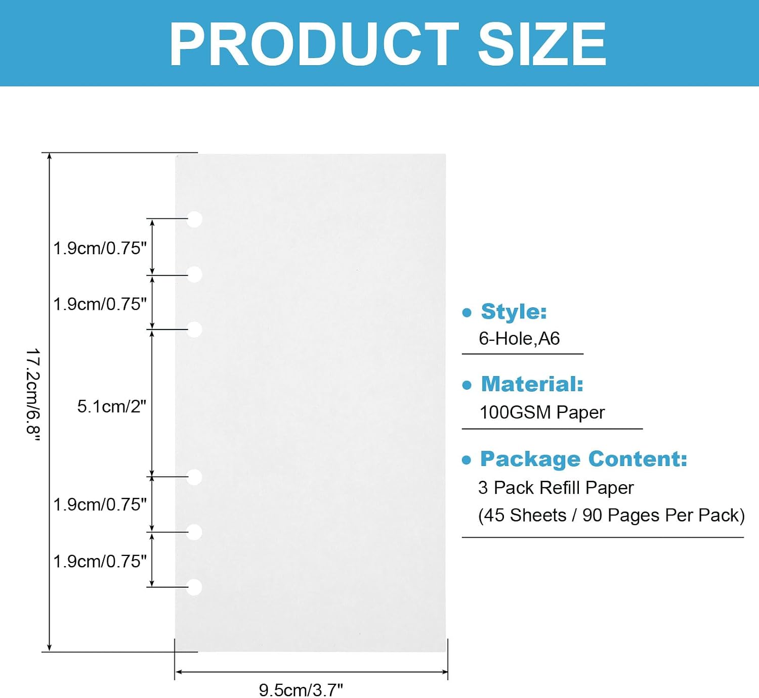 A6 Binder Planner Refill Paper 135 Sheets/270 Pages 6 Holes image 2