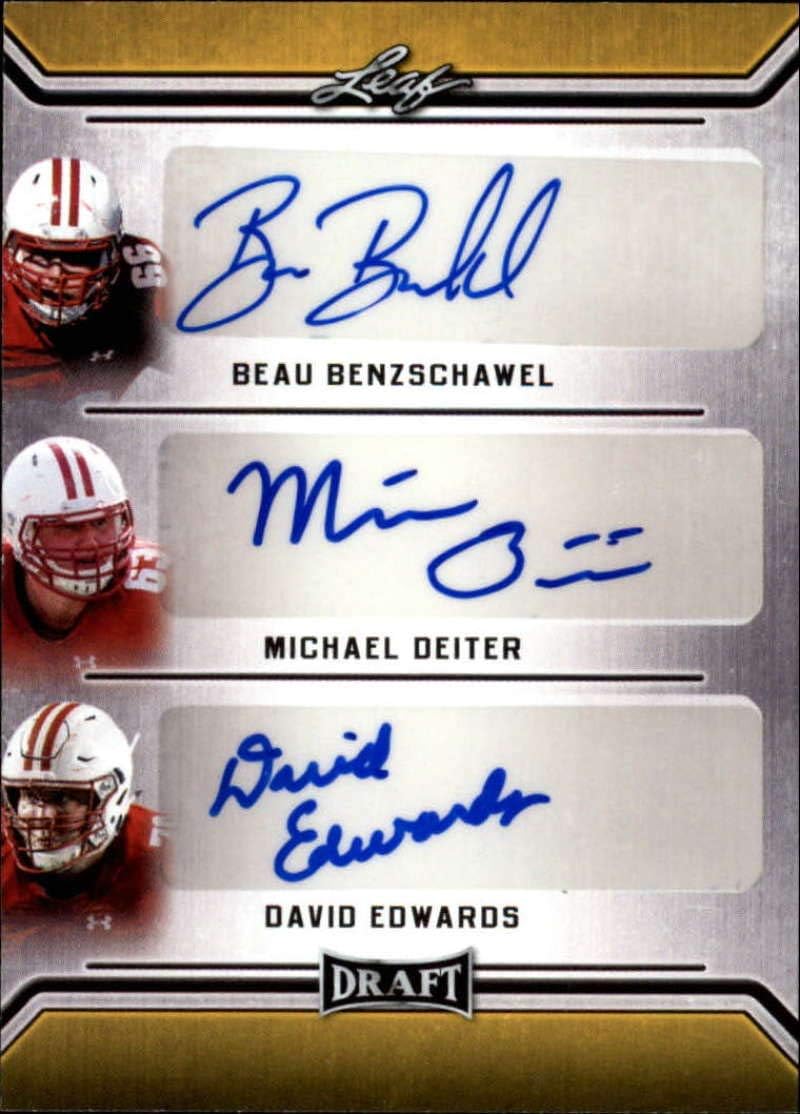 2019 Leaf Draft Autograph Triple Auto Gold #TA-01 Beau Benzschawel/Michael Deiter/David Edwards Ohio State