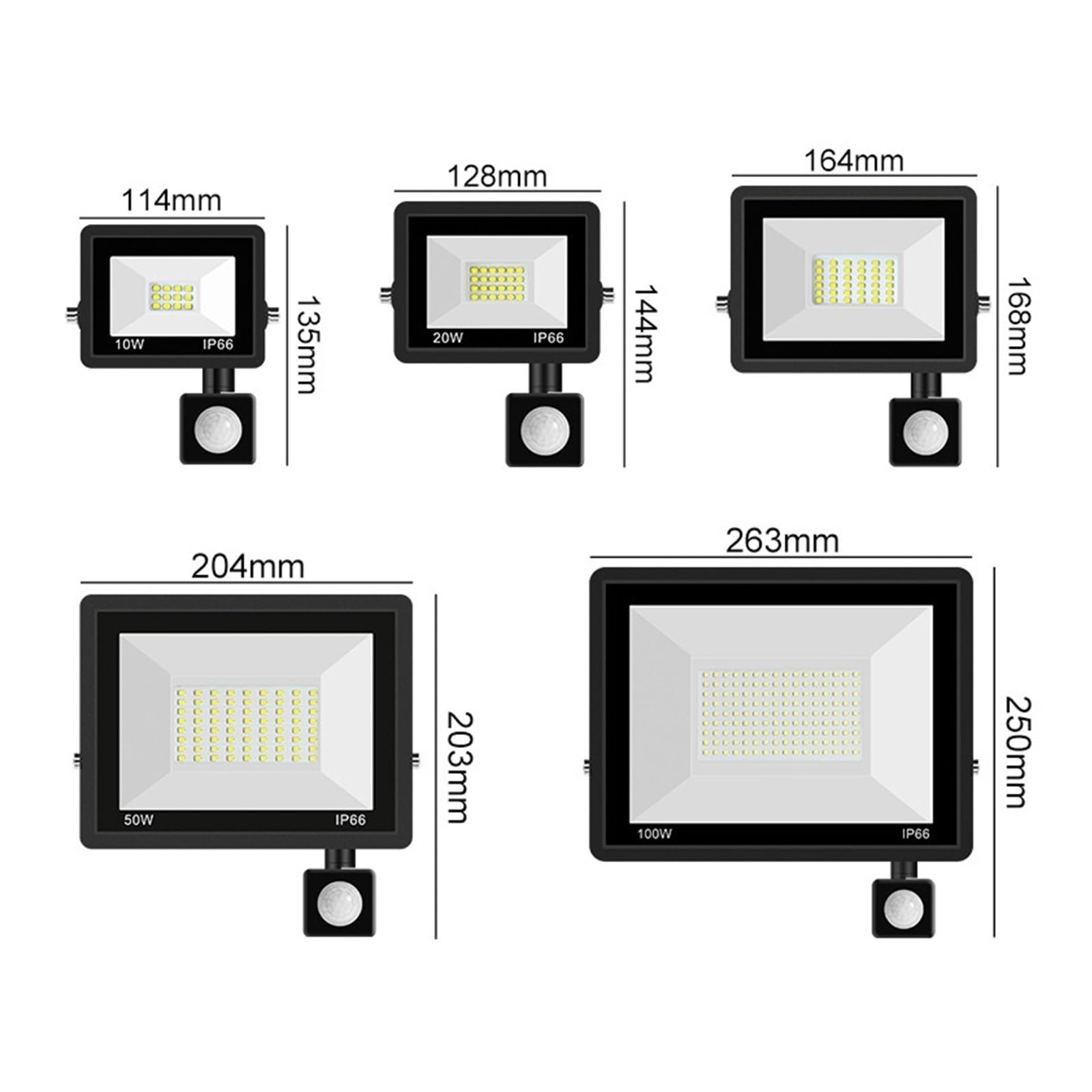 10W 20W 30W 50W 100W LED Reflektor 240V Wodoodporny Czujnik Ruchu PIR Zewnętrzny Kinkiet Światło Halogenowe(Cold white,50W)