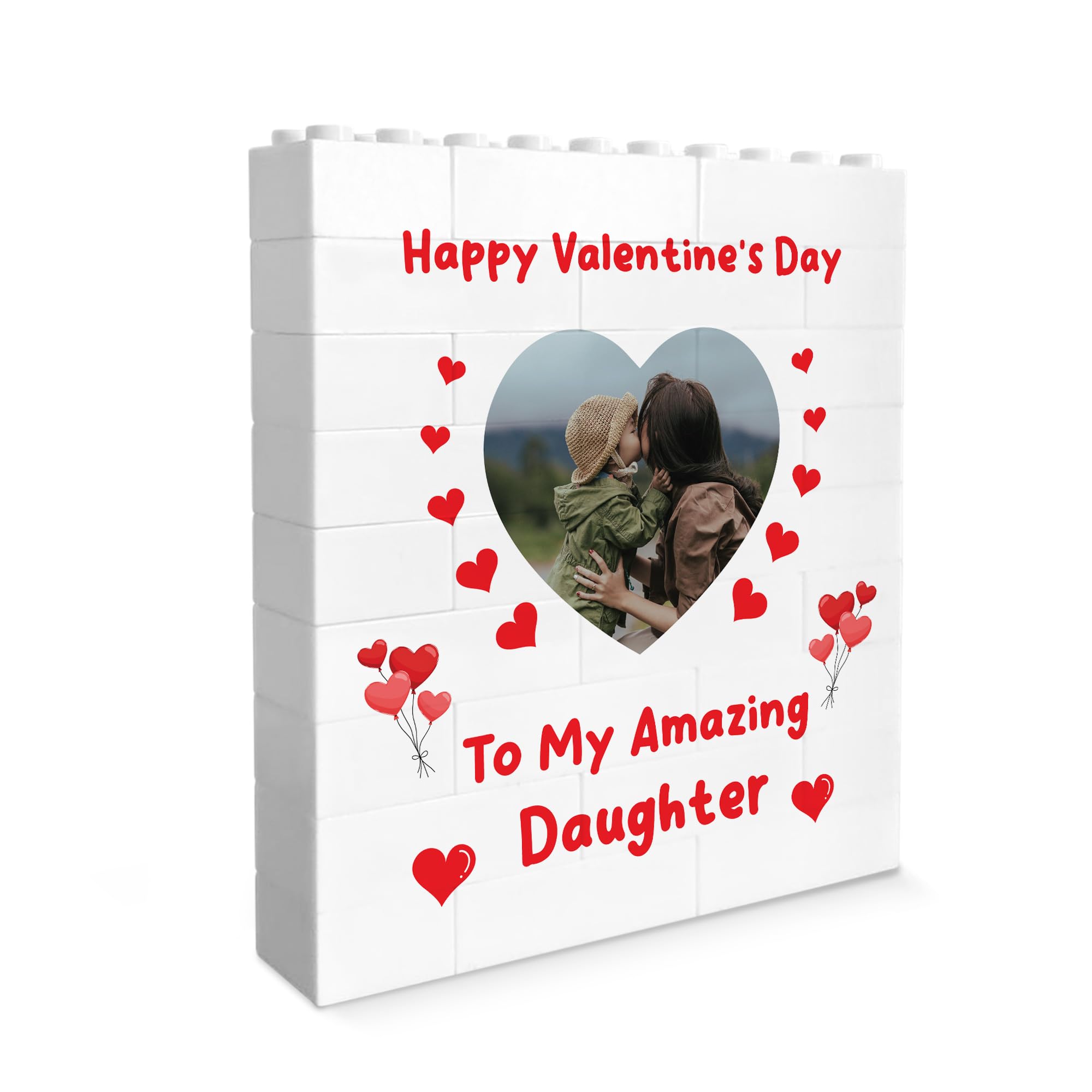 Red Ocean Valentines Gift For Daughter Personalised Brick Plaque Photo Block, Daughter Gift, Building Block, Puzzle, Valentines Day, For Her, From Mum Dad,