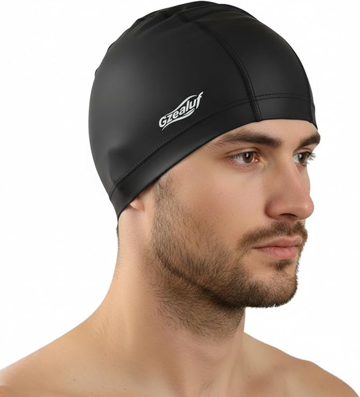 High Elasticity Fabric Swim Cap - One Size Fits Women, Girls, Men & Kids, Breathable, Keeps Hair Clean for Long & Short Hair