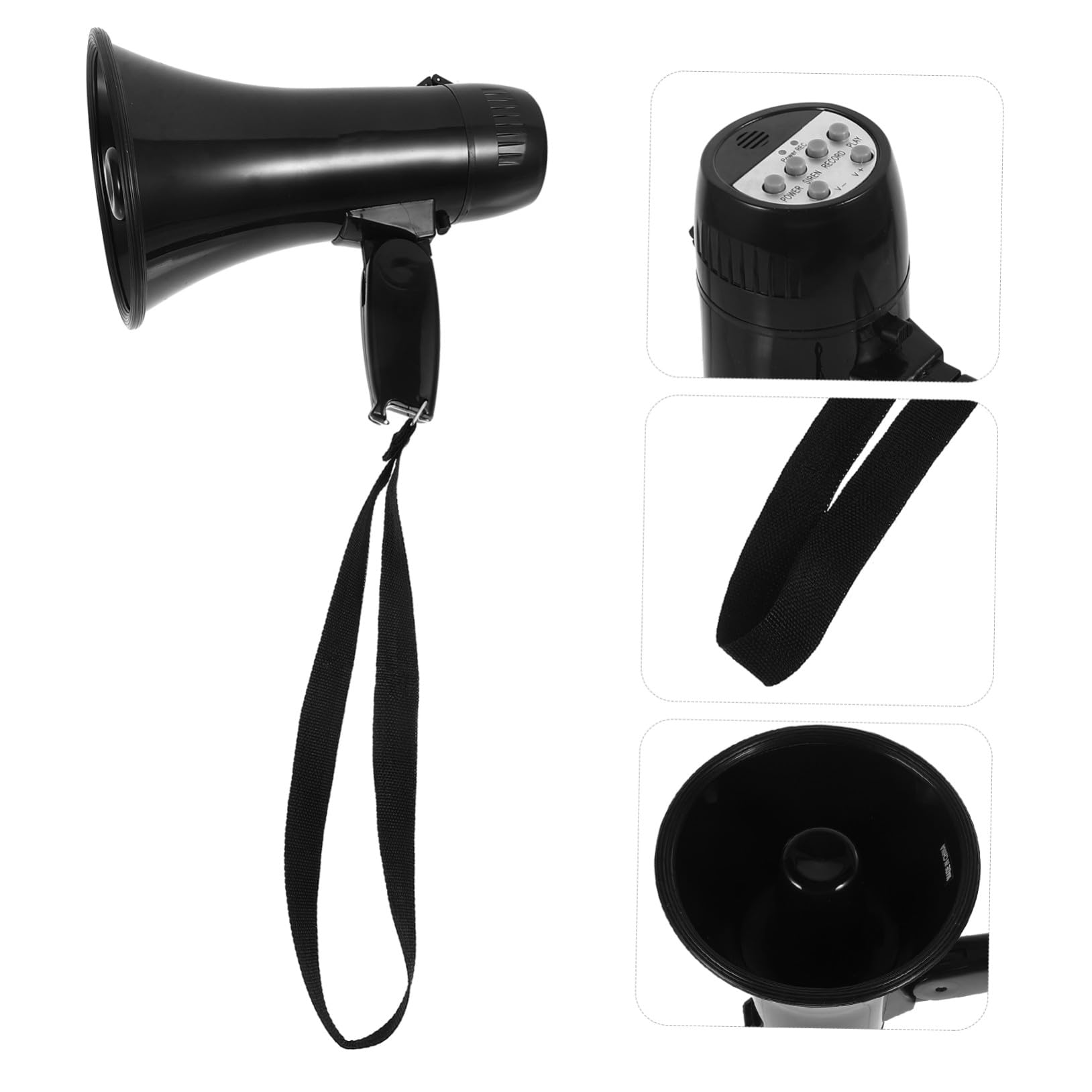 BESPORTBLE Megáfono Práctico de 25w Grabación de 240 Segundos, Negro