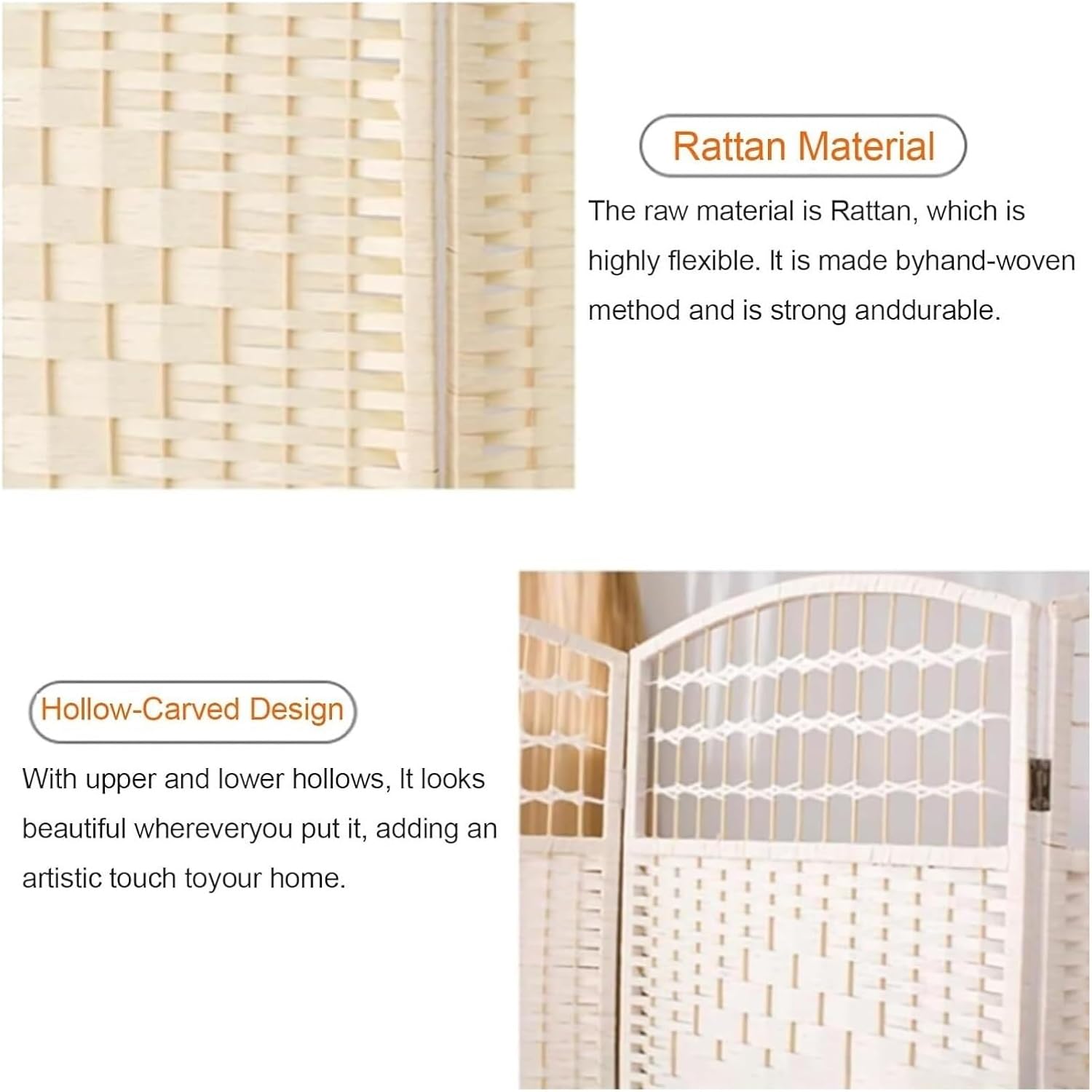 パーテーション 間仕切り、折りたたみプライバシースクリーン、 折りたたみ式自立型装飾仕切り壁(80X40CM-4PCS)