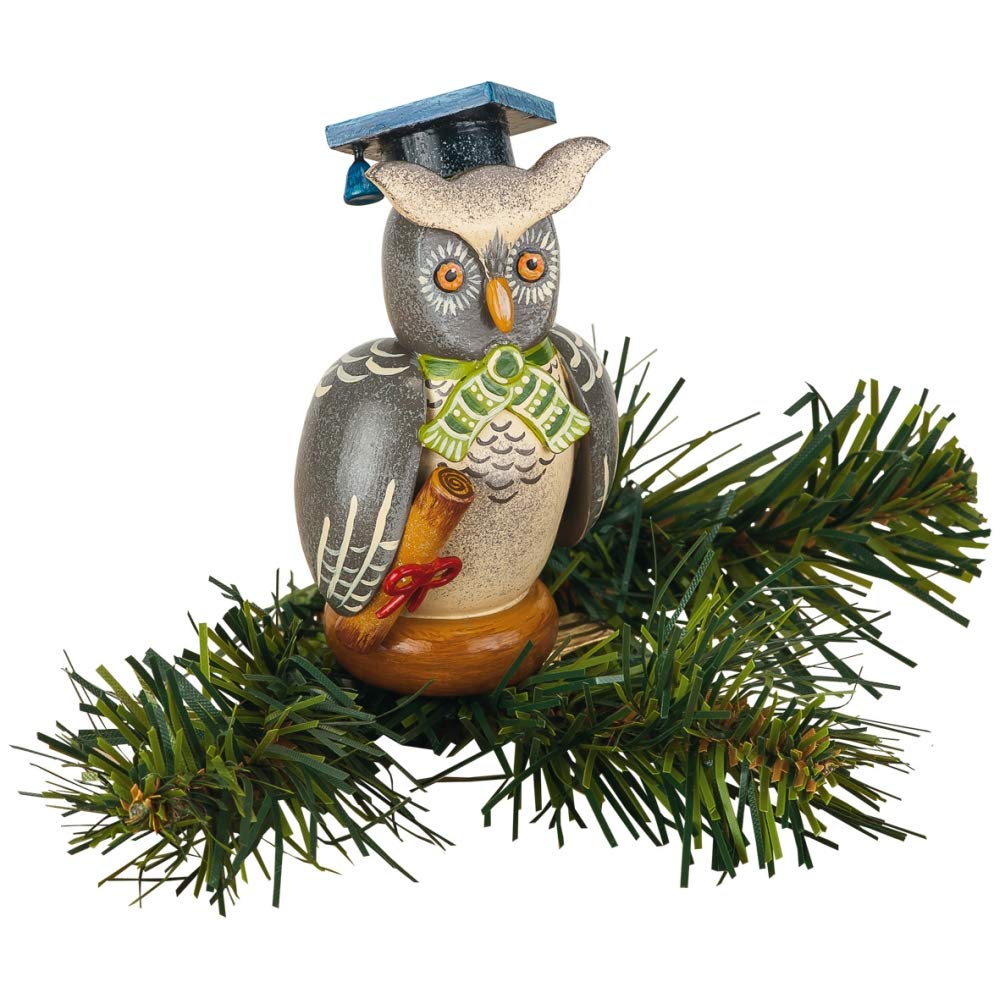Búho de clip para árbol de Navidad Hubrig Volkskunst, adorno artesanal de 8,5cm para el hogar
